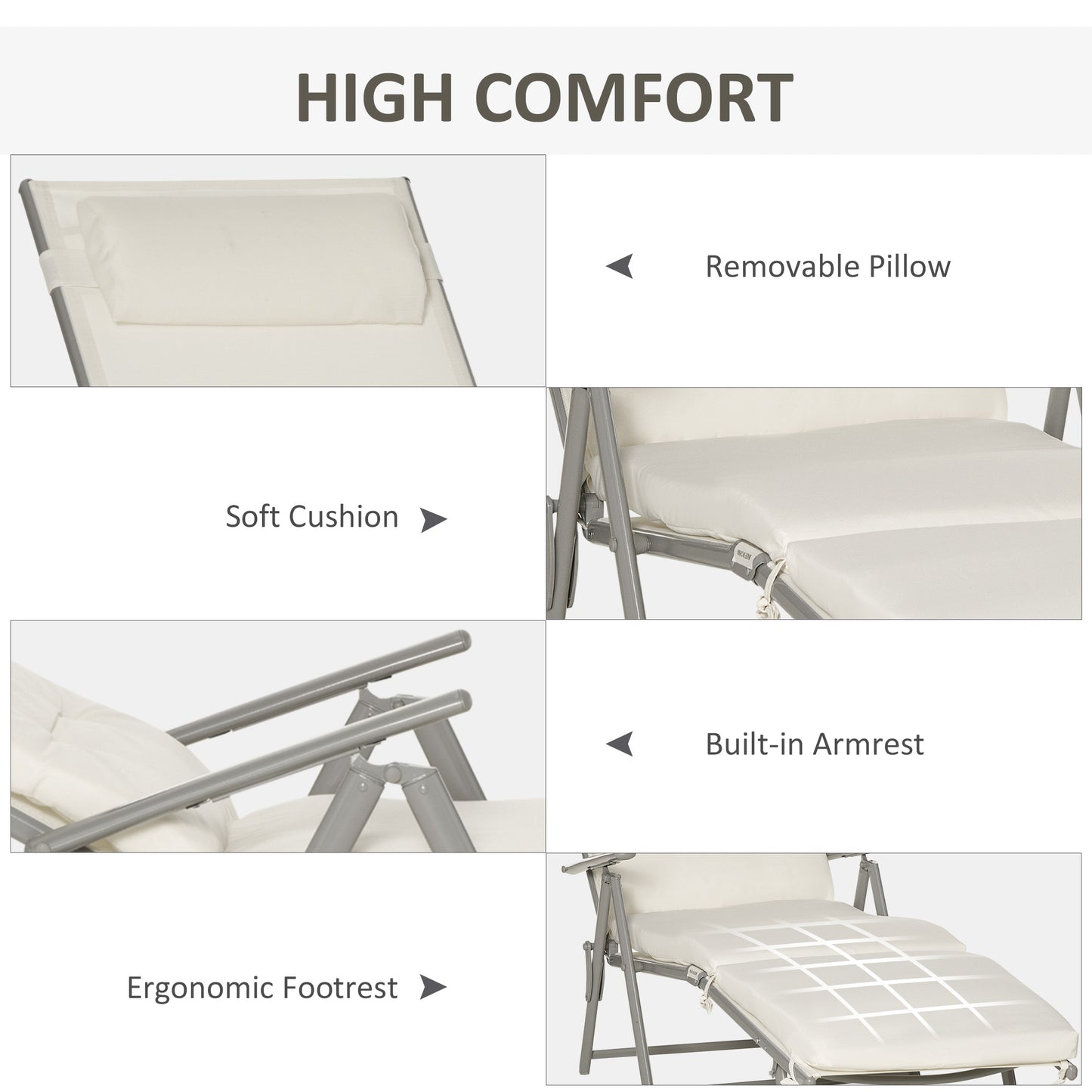 Sun Lounger Steel Frame Outdoor Folding Chaise Texteline Lounge (5)