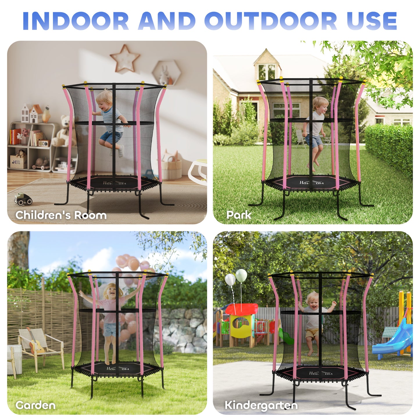 Kids Trampoline Mini Bouncer with Enclosure Safety Net
