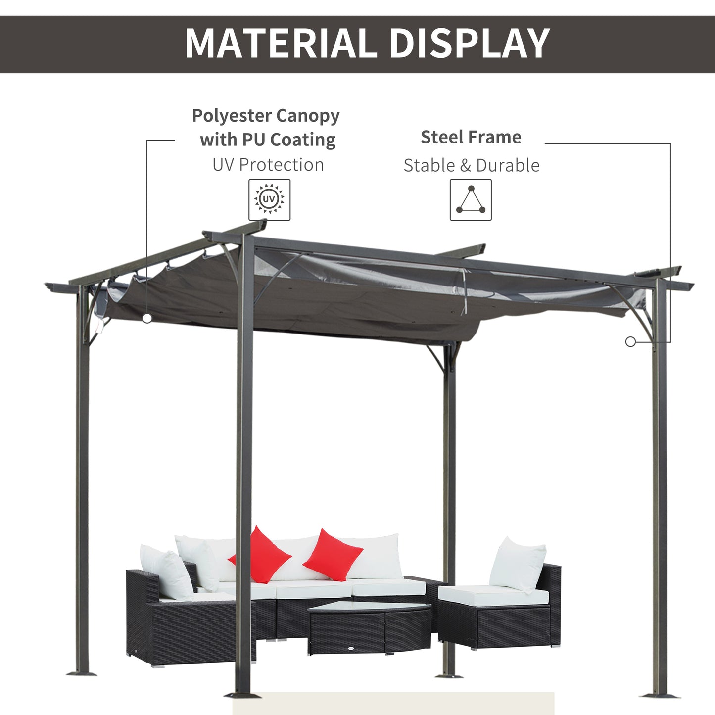3 x 3(m) Metal Retractable Pergola