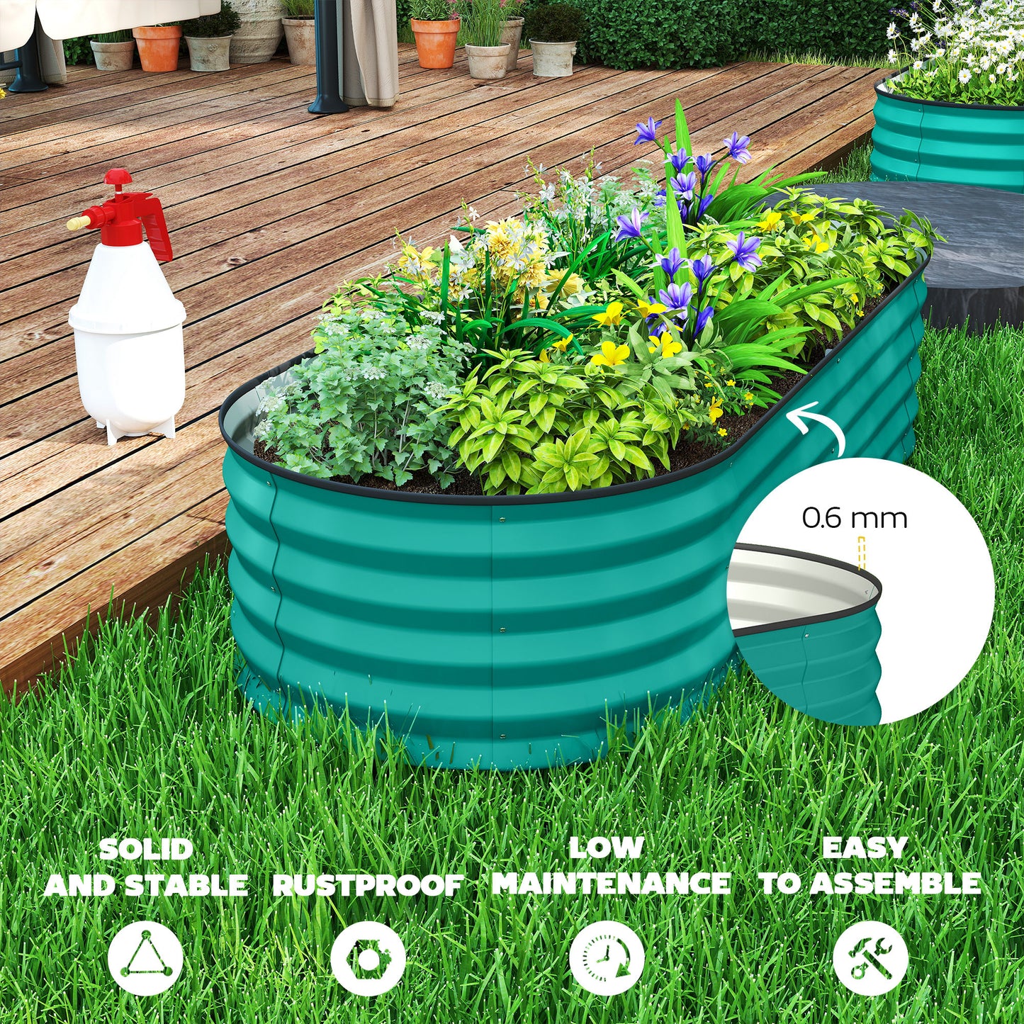 Set of Two 150 x 60cm Steel Planters