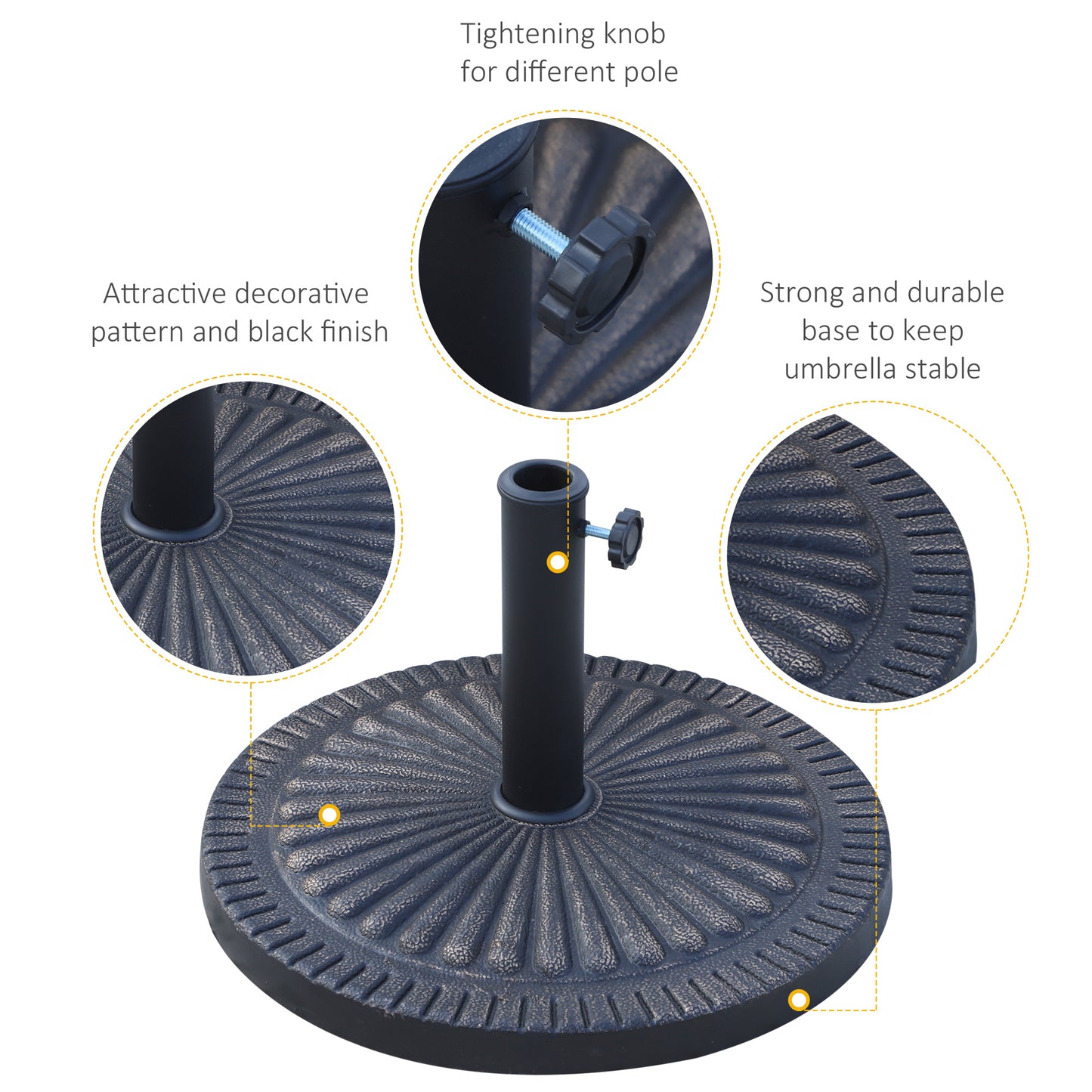 14kg Garden Parasol Base, Round Resin Sun Umbrella Base