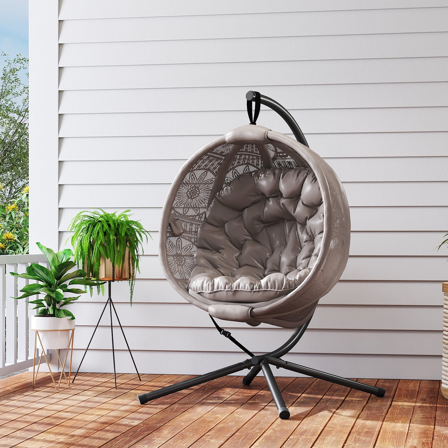 Round Egg Basket Chair, with Steel Stand