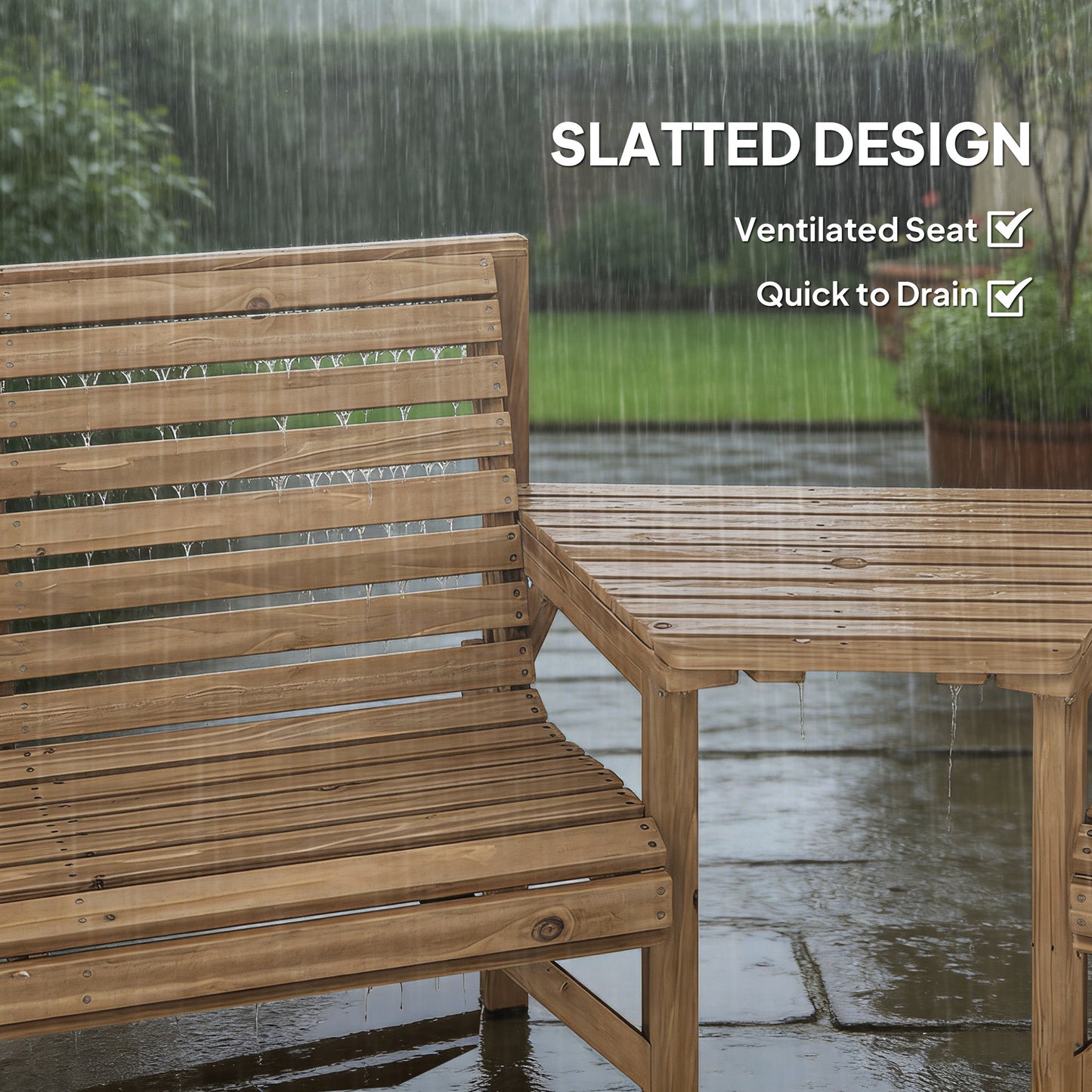Wooden Garden Furniture Set , 1 Chair, 1 Bench and Detachable Table