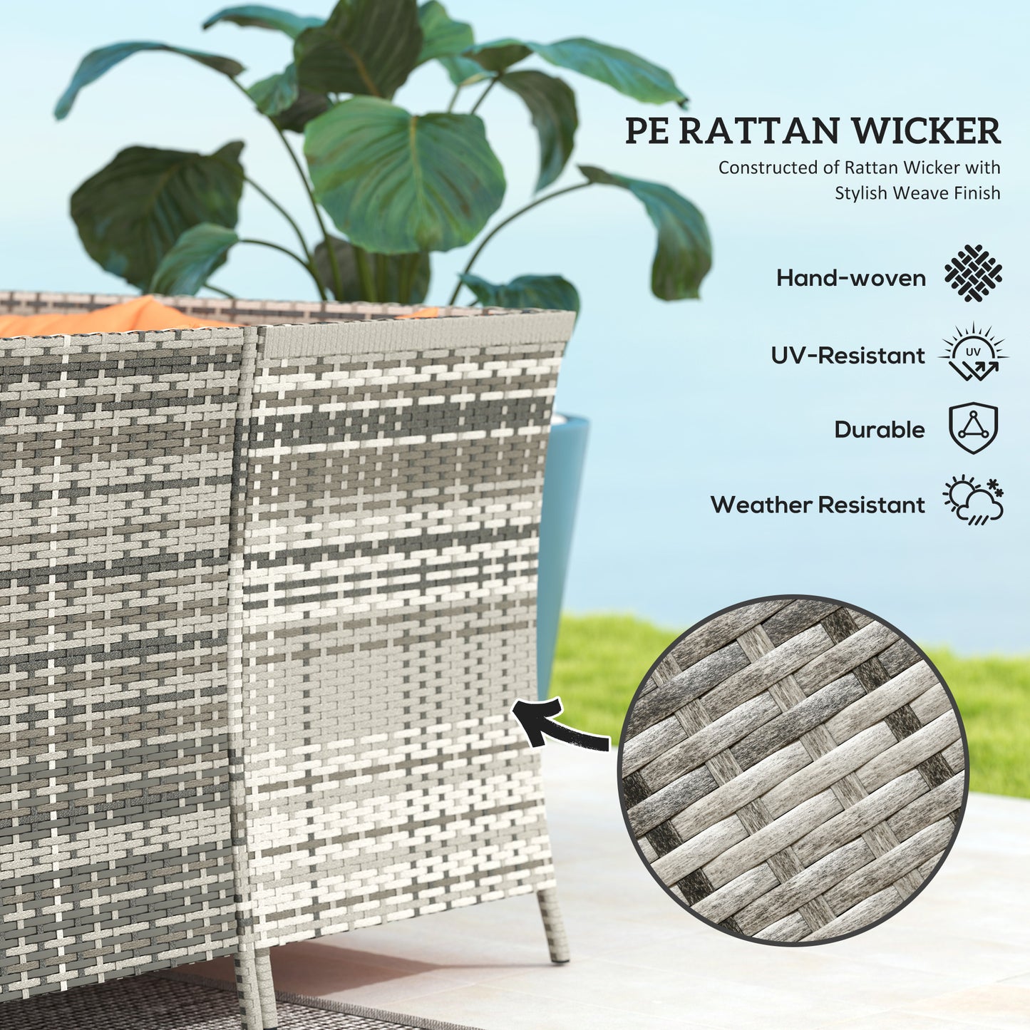 7-Seater Patio wicker Sofa Set Rattan Chair Furniture w/ Glass &