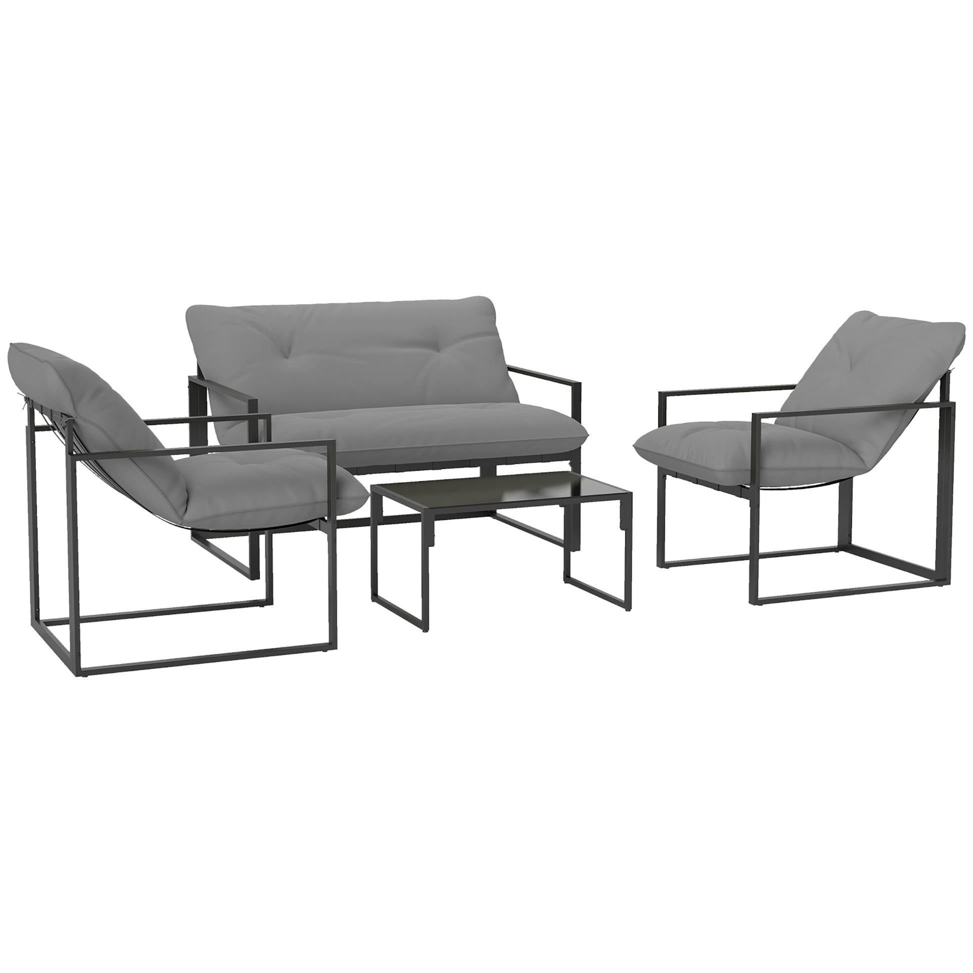 Four-Piece Relaxed Back Garden Dining Set - Black/Light