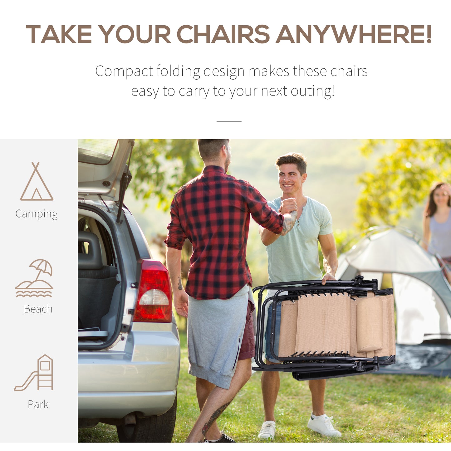 Foldable Reclining Garden Chair with Headrest