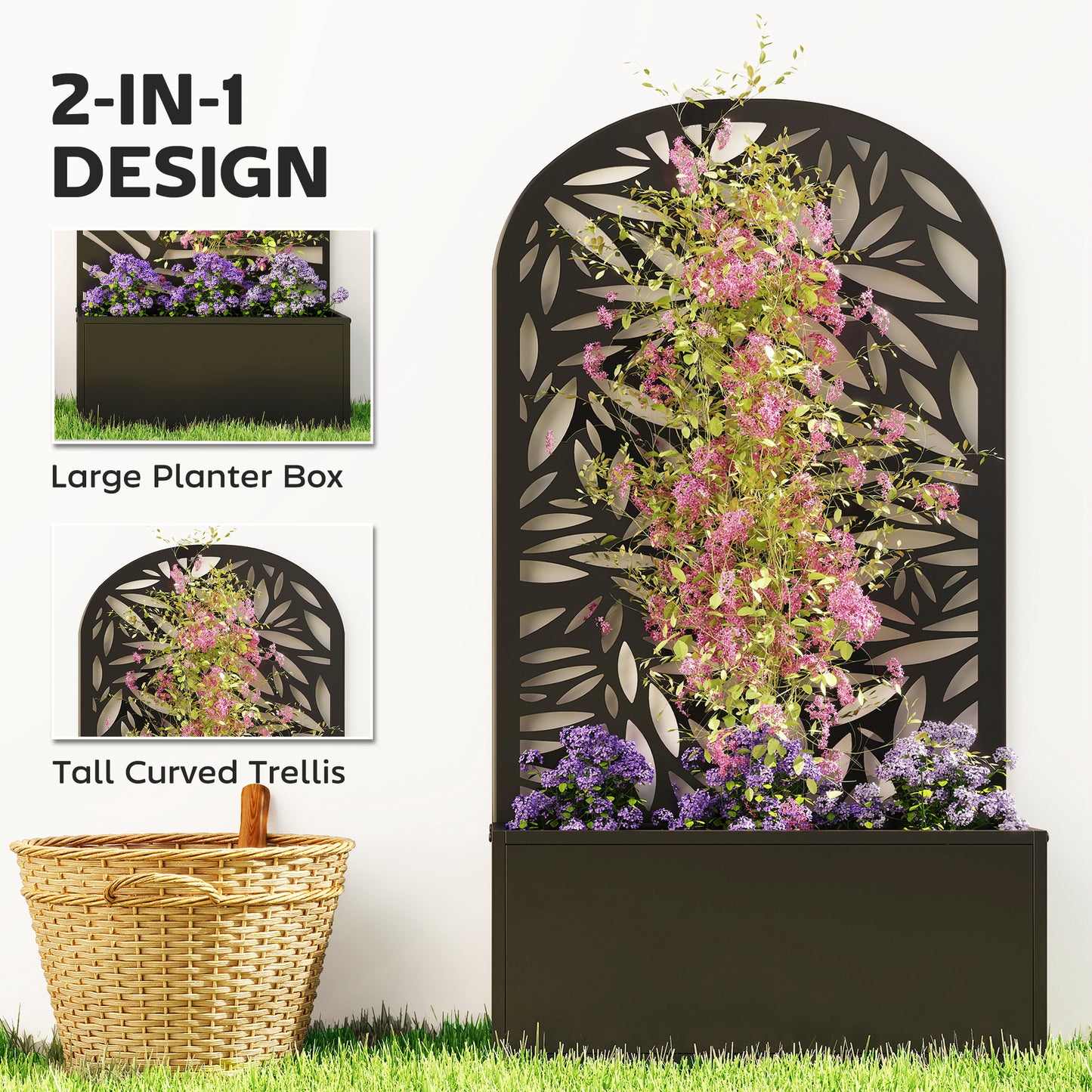 Metal Garden Bed for Garden with Trellis (2)