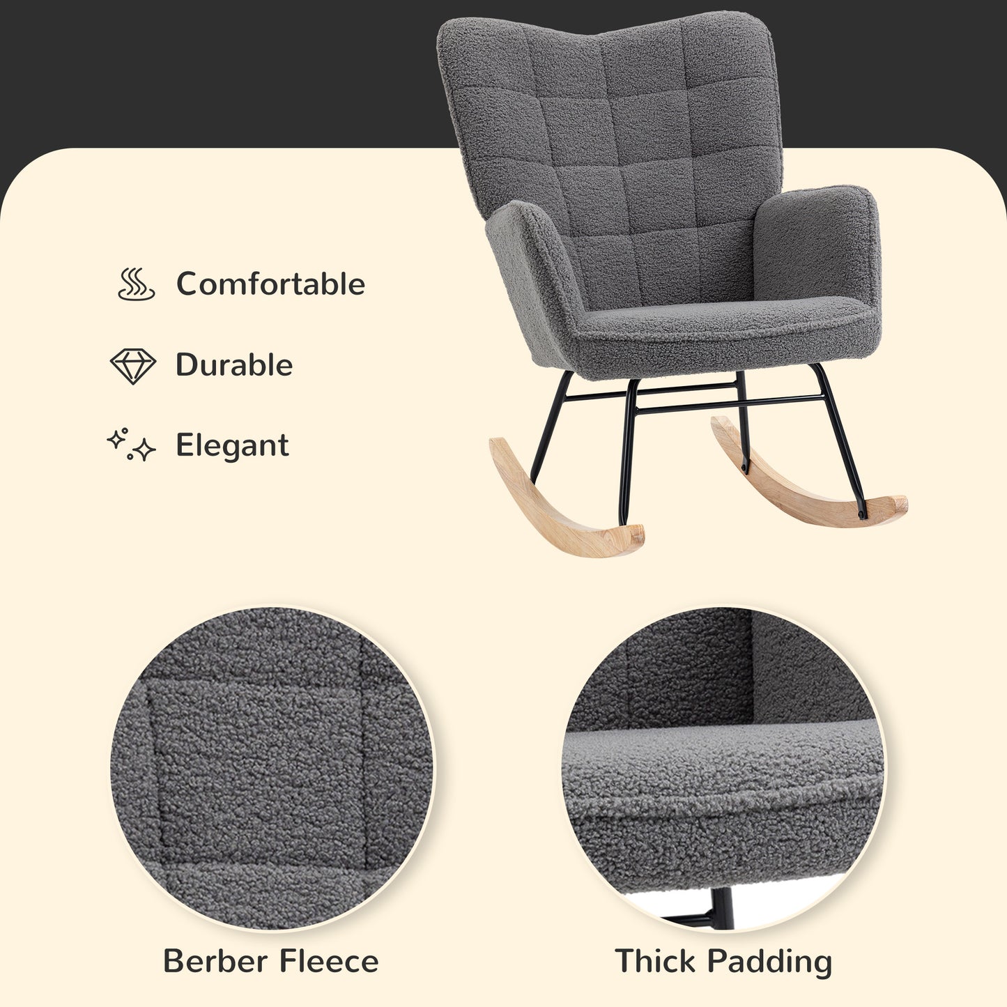 Living Room Furniture Set, Wingback Rocking Chair