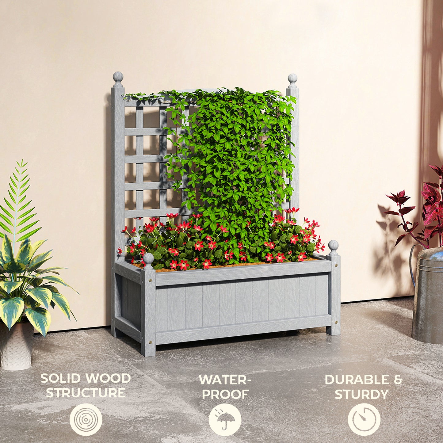 Garden Planters with Trellis for Climbing Vines (3)