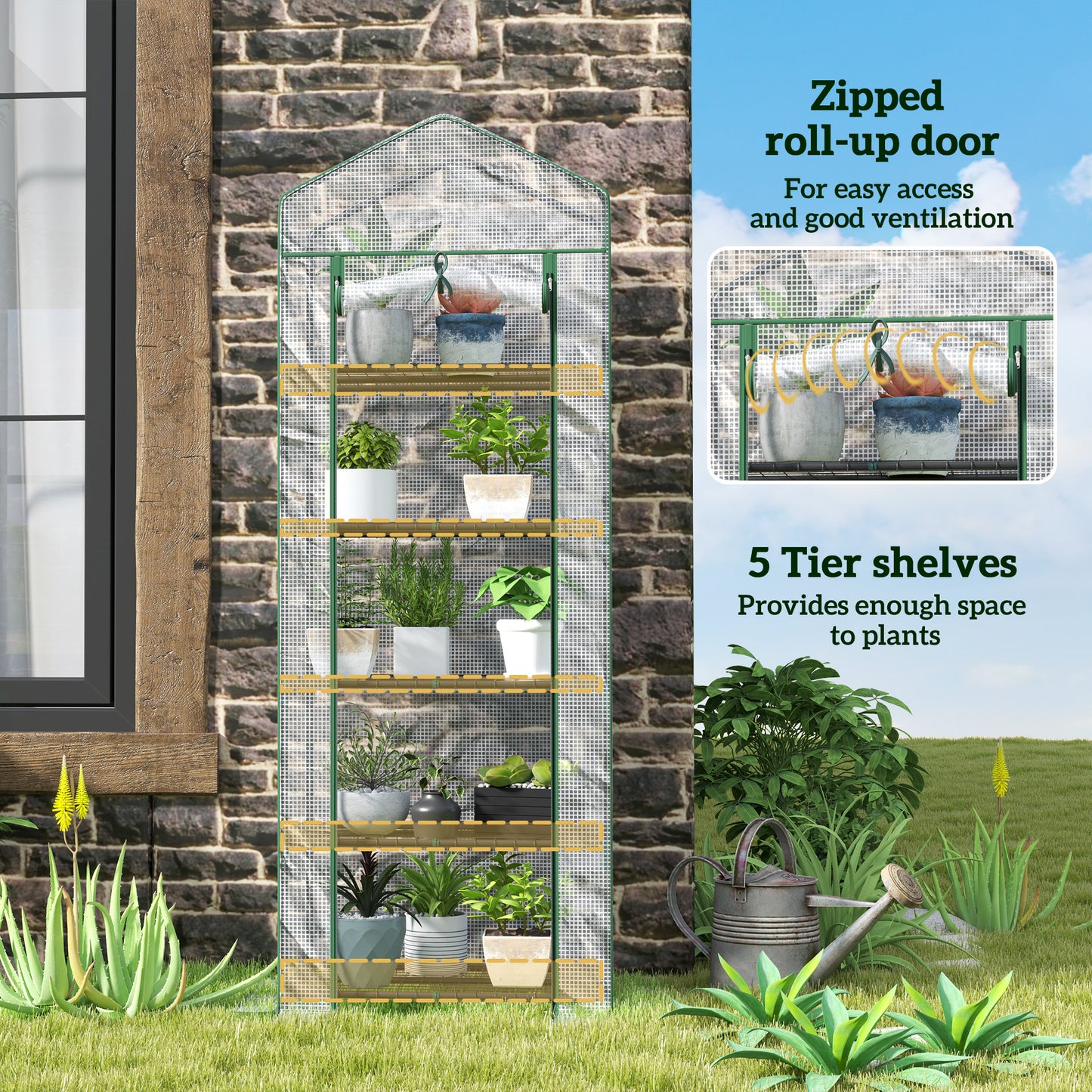193cm Five Shelf Mini Greenhouse