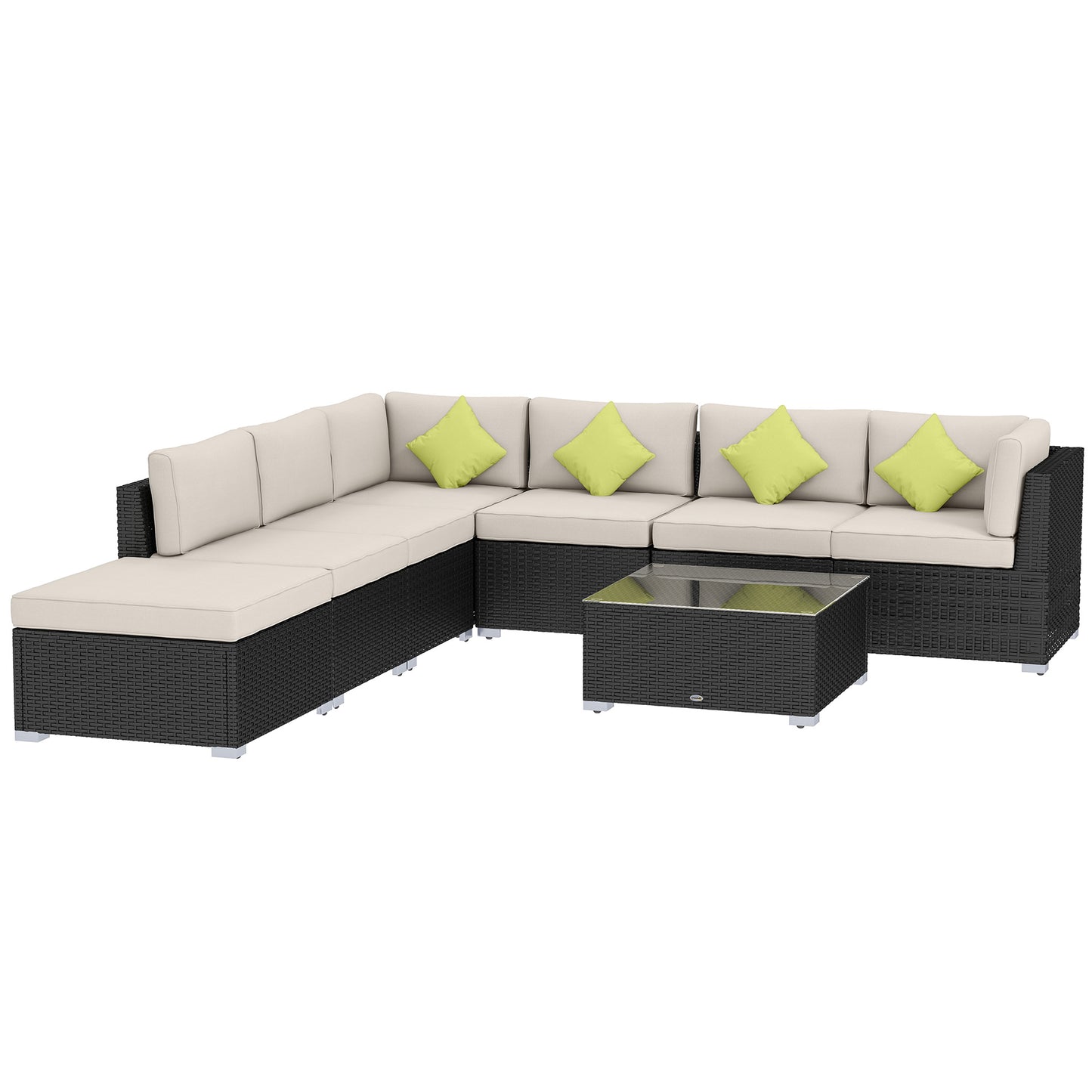 8 Piece Rattan Corner Sofa Set with Wide & Deep Seat
