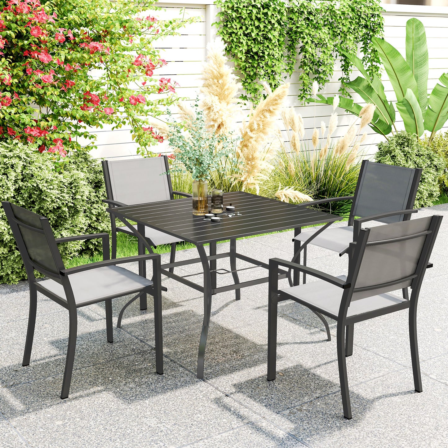 94 x 94 cm Garden Table with Parasol Hole