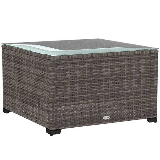 62 x 62cm Glass-Top Rattan Side Table