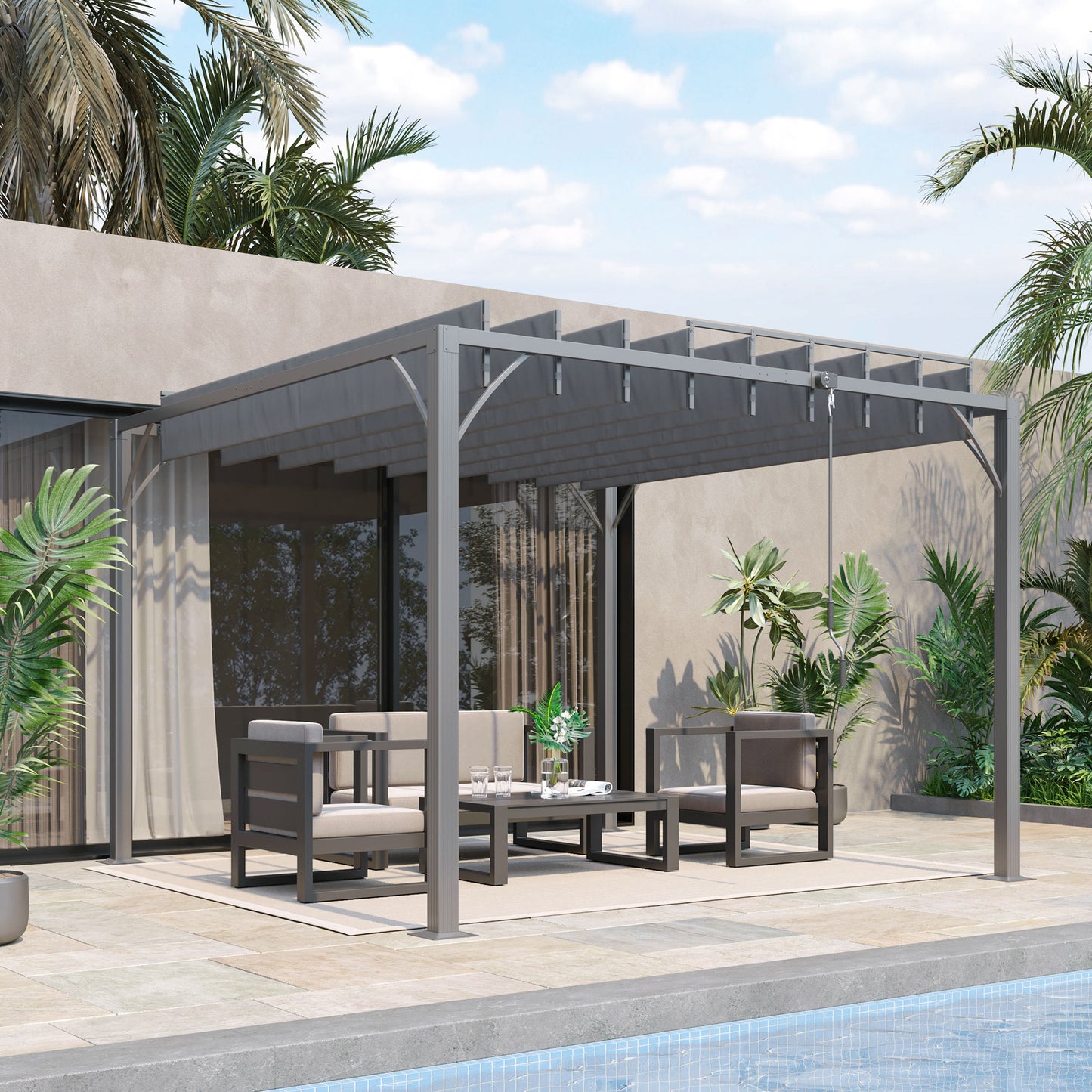 3 x 3(m) Outdoor Pergola with Retractable Roof