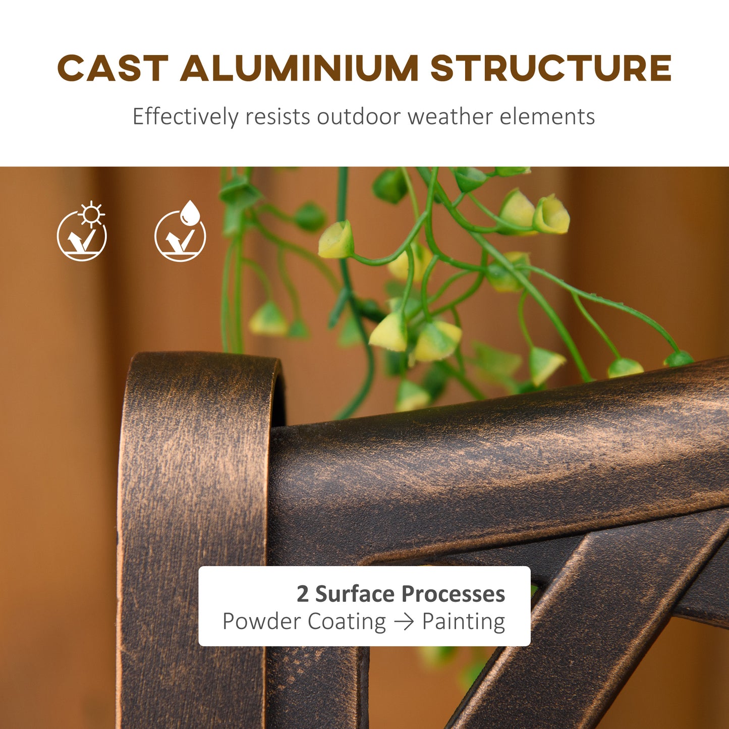 Cast Aluminium Outdoor Garden Bench 2 Seater Antique Patio Loveseat