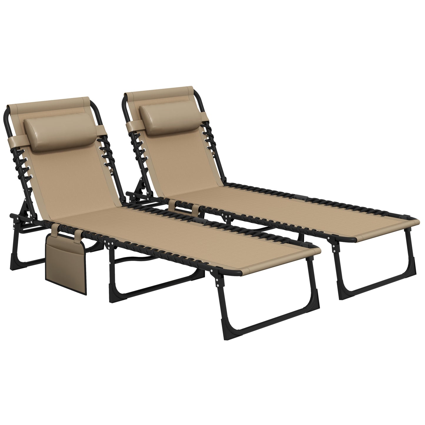 Portable Sun Lounger Set of 2, Folding Camping Bed Cot
