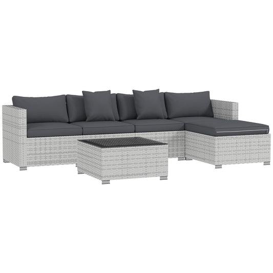 6 Pieces Rattan Corner Sofa Set
