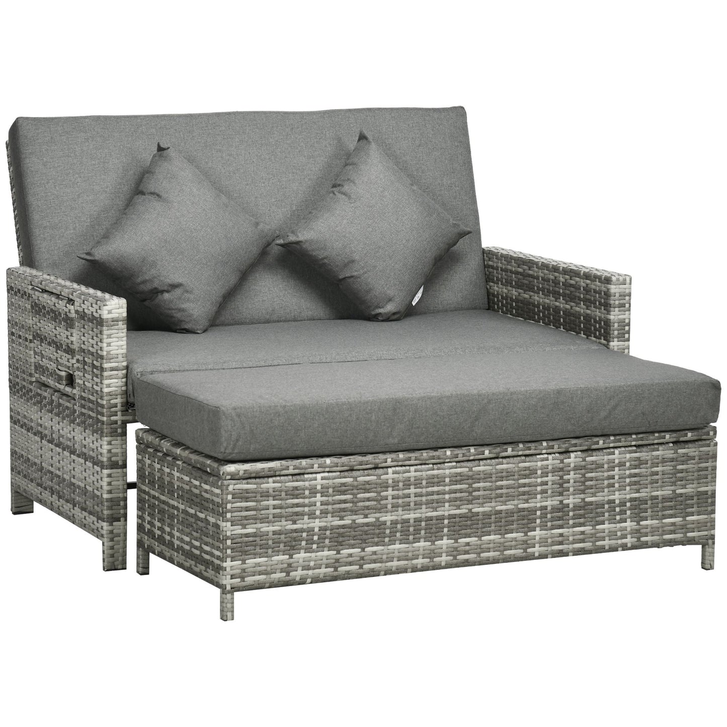 Rattan Garden Daybed, Assembled Double Sun Lounger