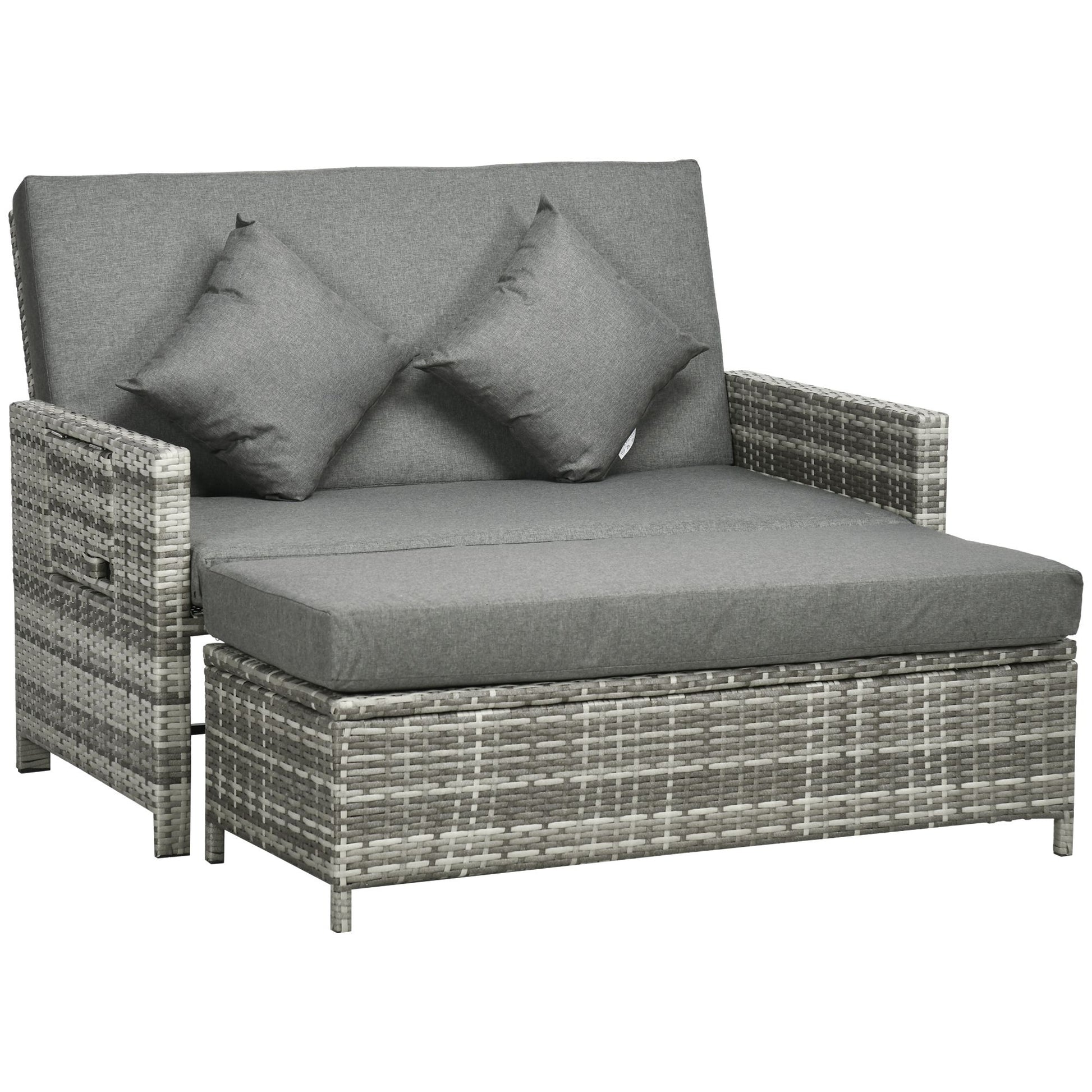 Rattan Garden Daybed, Assembled Double Sun Lounger