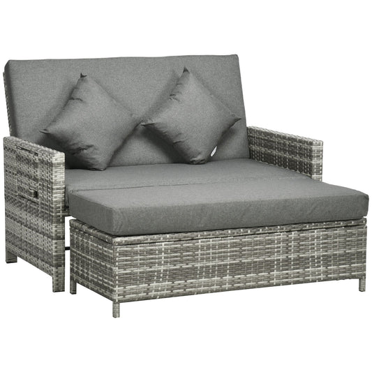 Rattan Garden Daybed, Assembled Double Sun Lounger