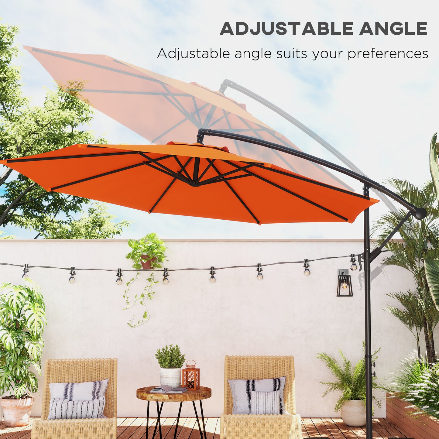 3m Garden Banana Parasol with Cross Base for Garden Family Use