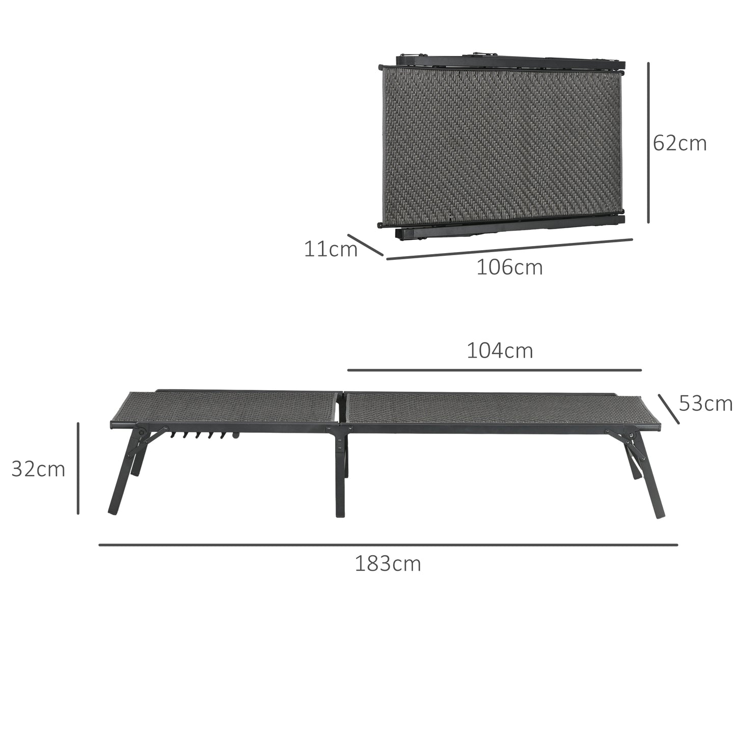 Foldable Outdoor PE Rattan Sun Lounger Set of 2