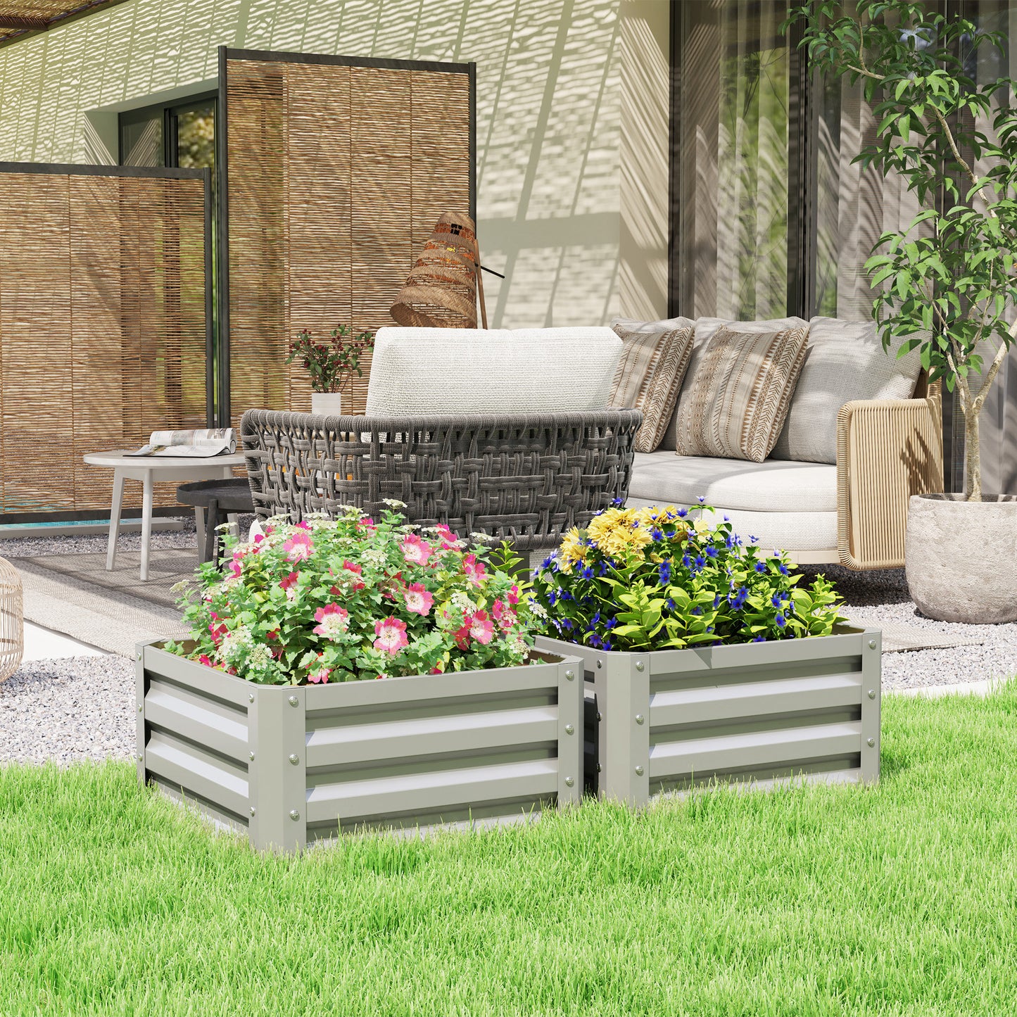 Set of Two 60 x 60cm Steel Planter Boxes