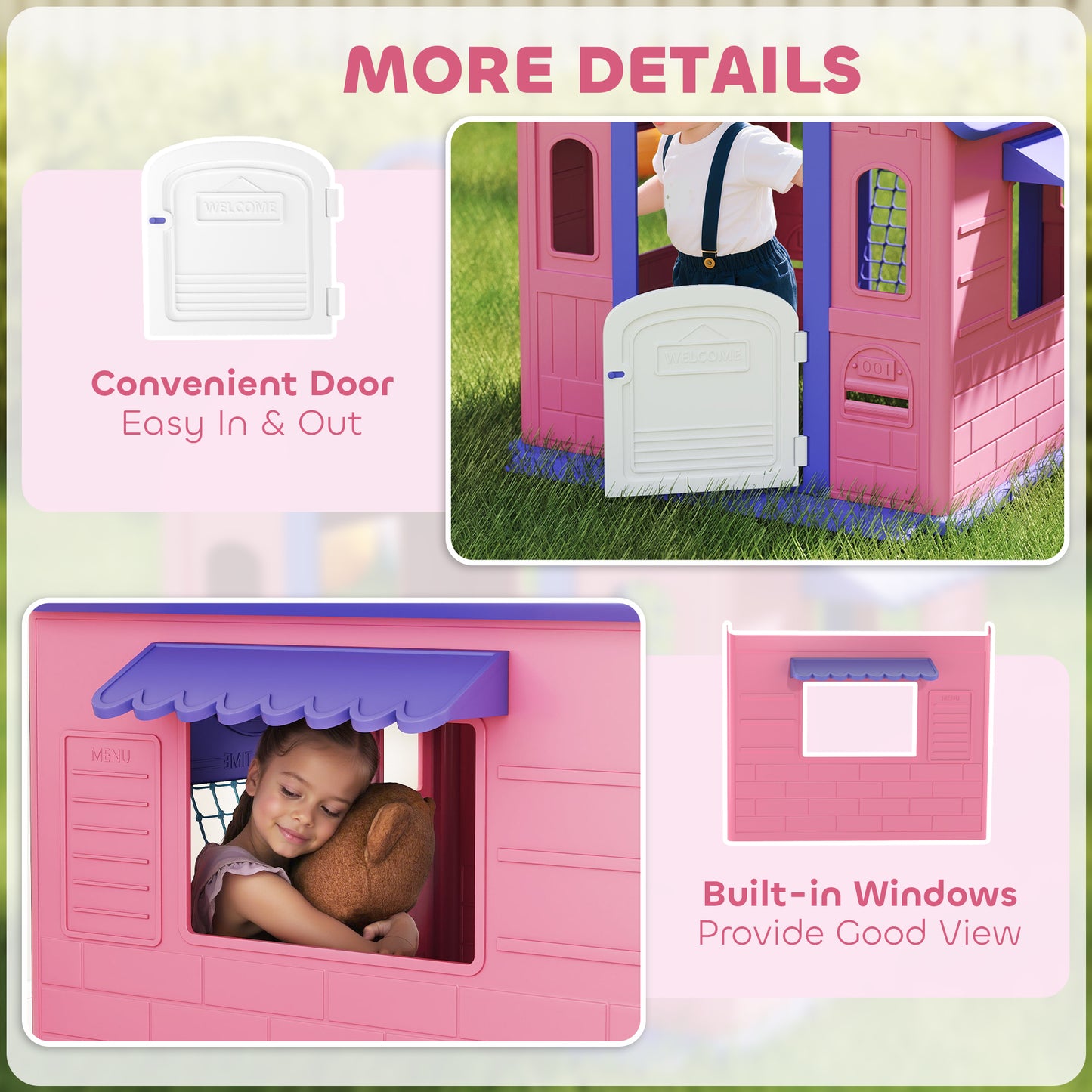 5-in-1 Playhouse for Kids Outdoor Indoor with Basketball Hoop