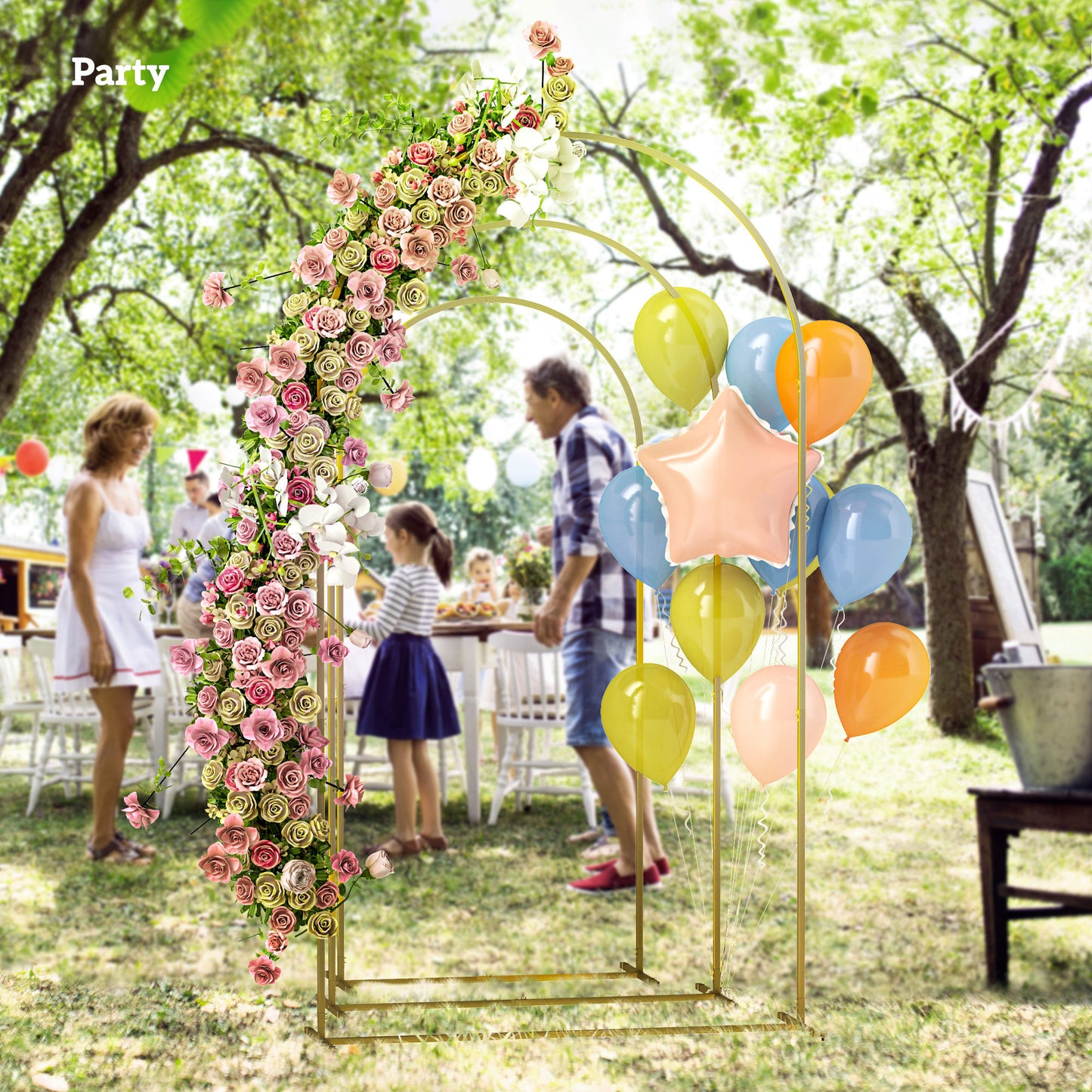 Wedding Arch Frame Set, 2.2, 2, 1.8 m Metal Backdrop Stand Set of 3