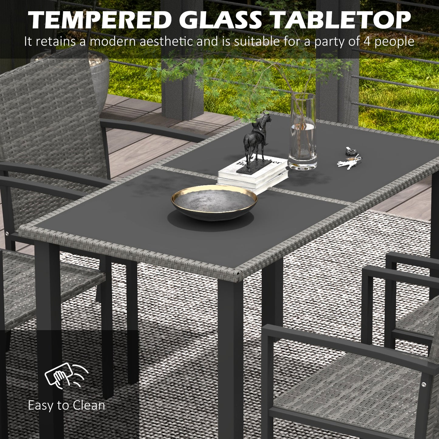 Outdoor Dining Set 5 Pieces Patio Conservatory