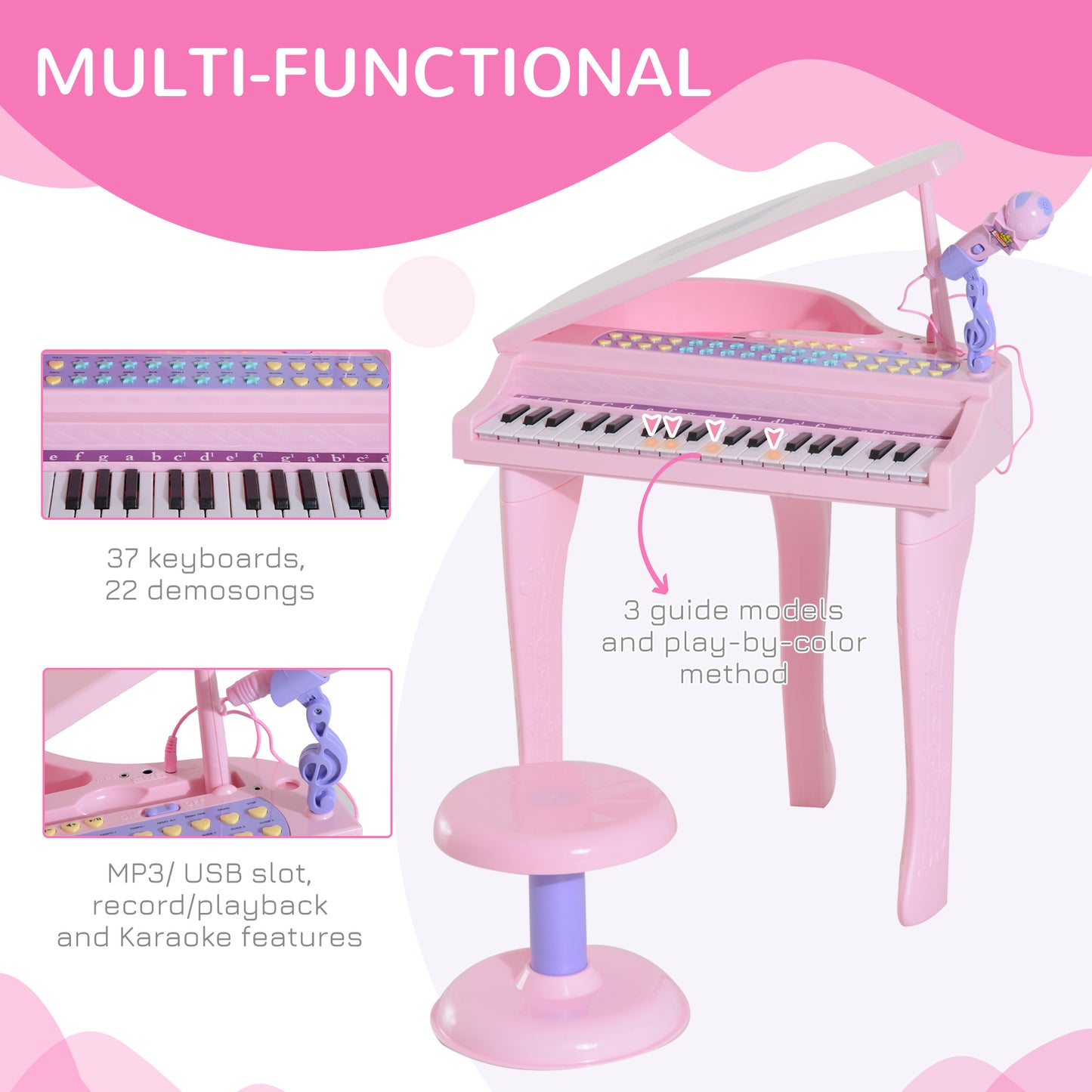 37 Keys Kids Mini Electronic Keyboard Children Grand Piano
