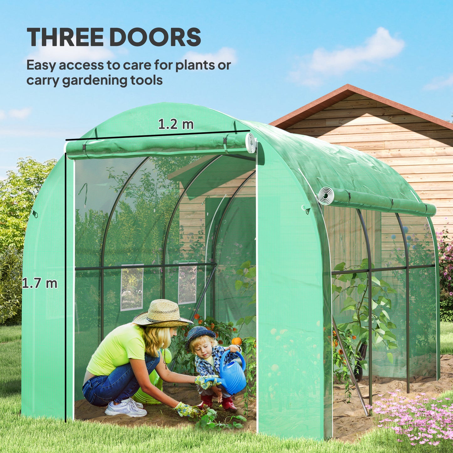 296 x 196cm Steel Frame Polytunnel Greenhouse