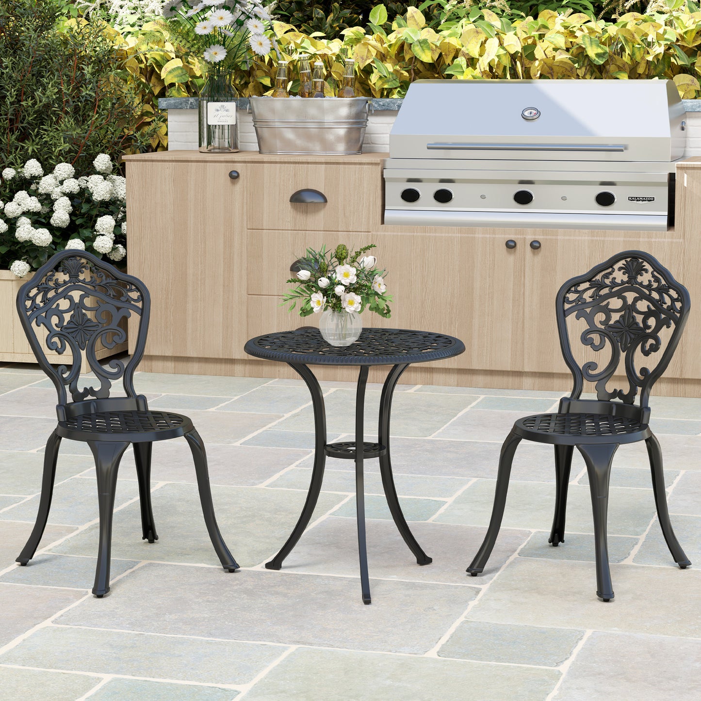 Three-Piece Aluminium Floral Bistro Set