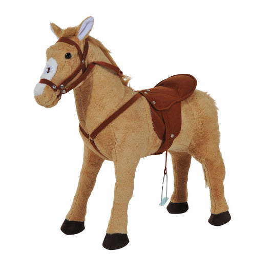 Kids Ride On Standing Horse Cuddly Toy Children Plush Soft Pony
