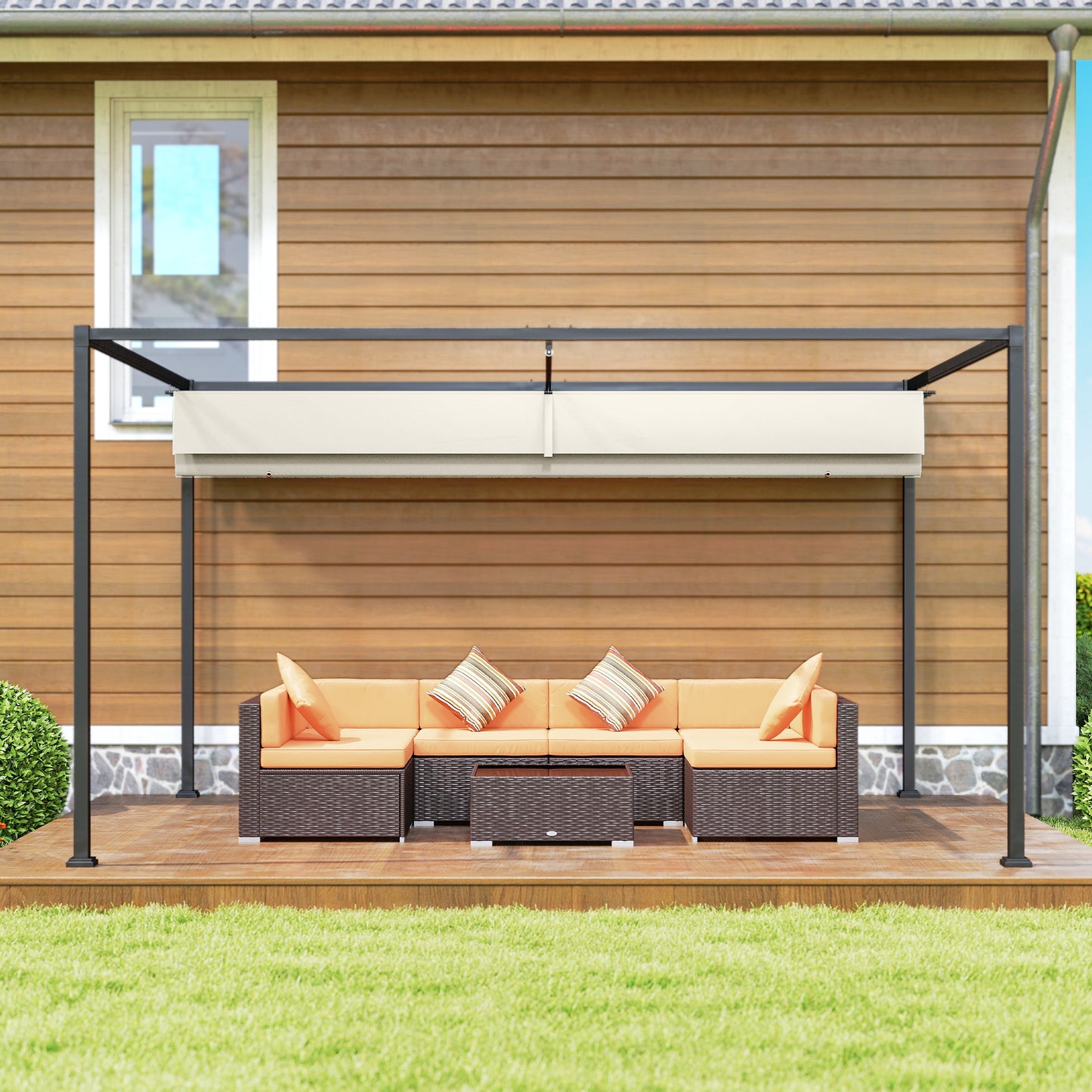 3x2m Metal Pergola with Retractable Roof