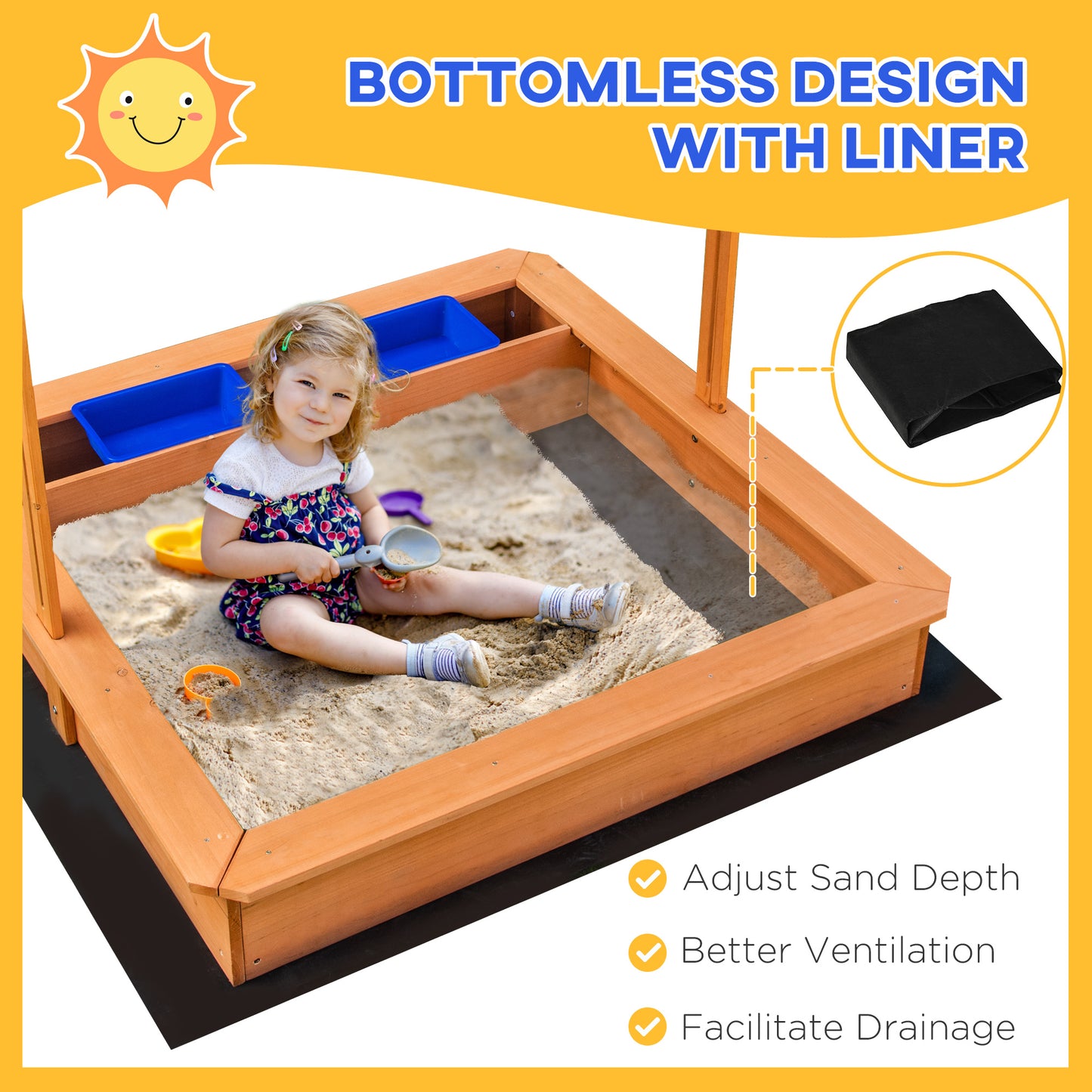 Sand Pit Kids Wooden Sandbox