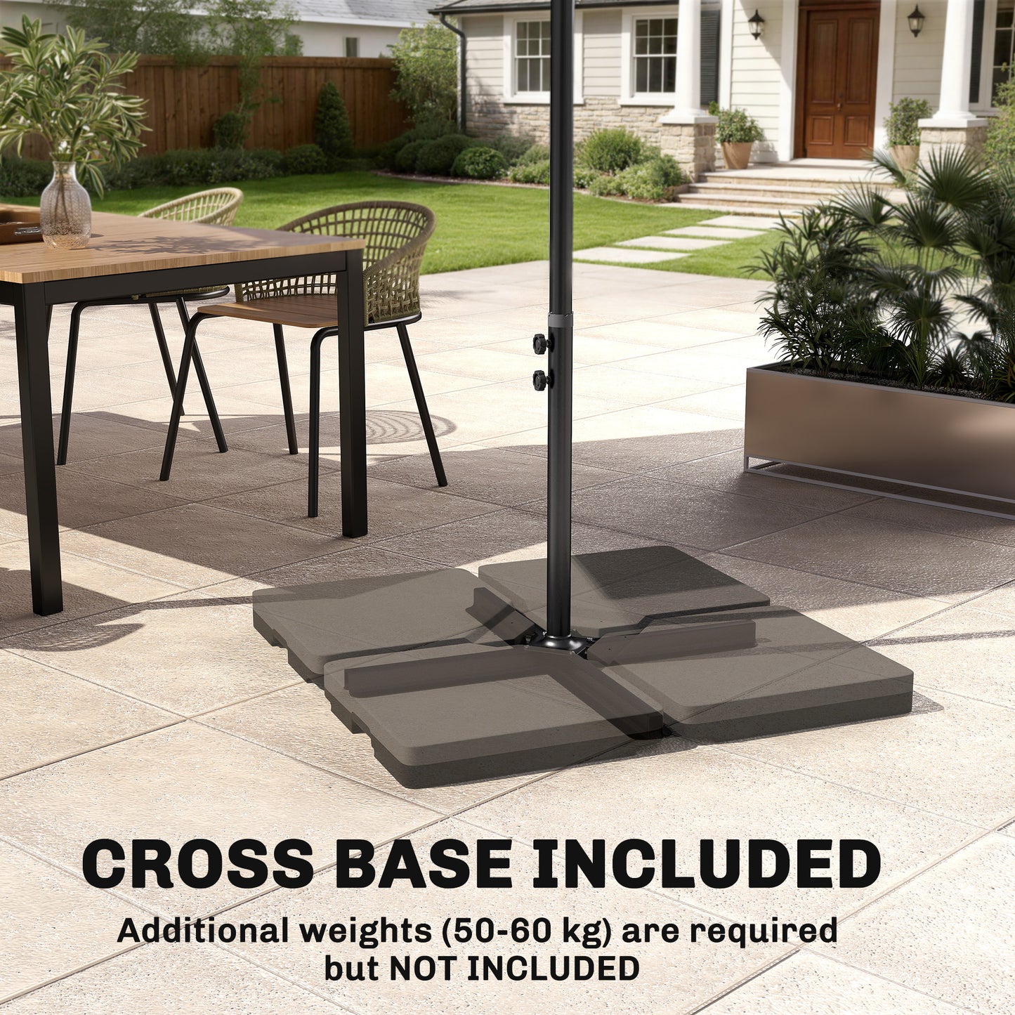 3m Square Canopy Cantilever Parasol, with Cross Base