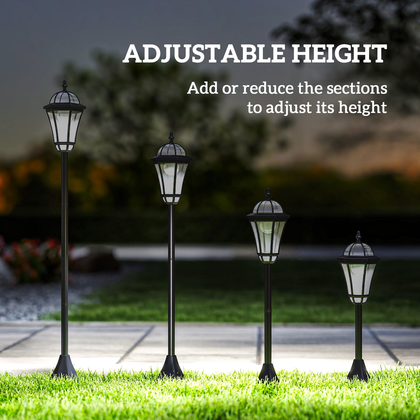 2 PCS 1.3M Garden Solar Lamp Post Lights Solar Powered LED Lantern