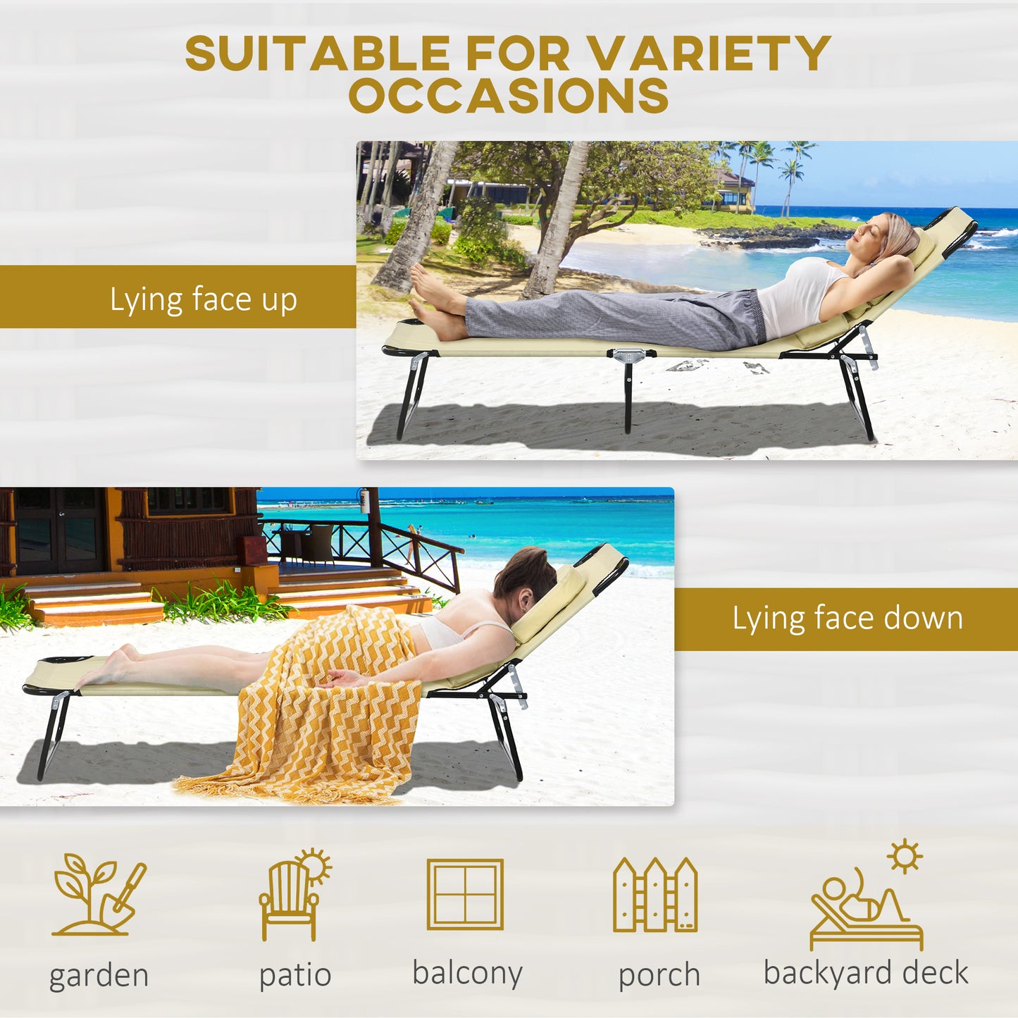 Folding Sun Loungers Set of 2 with Face Hole