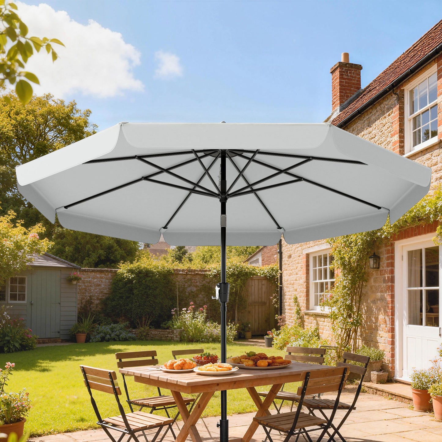 3 m Garden Parasol with Tilt Mechanism & Crank Handle