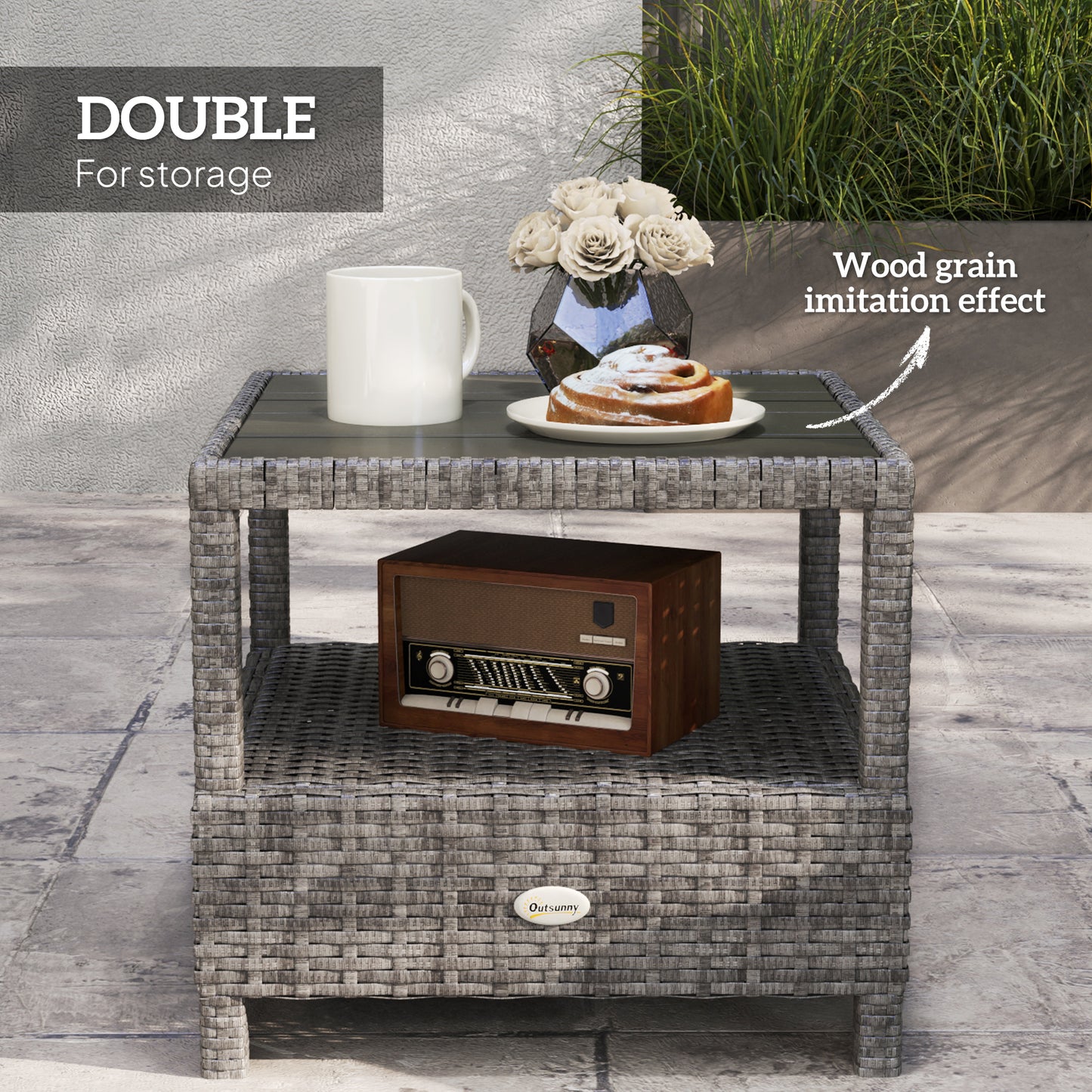 2 Seater Patio Rattan Wicker No Installation Chaise Lounge Sofa Set