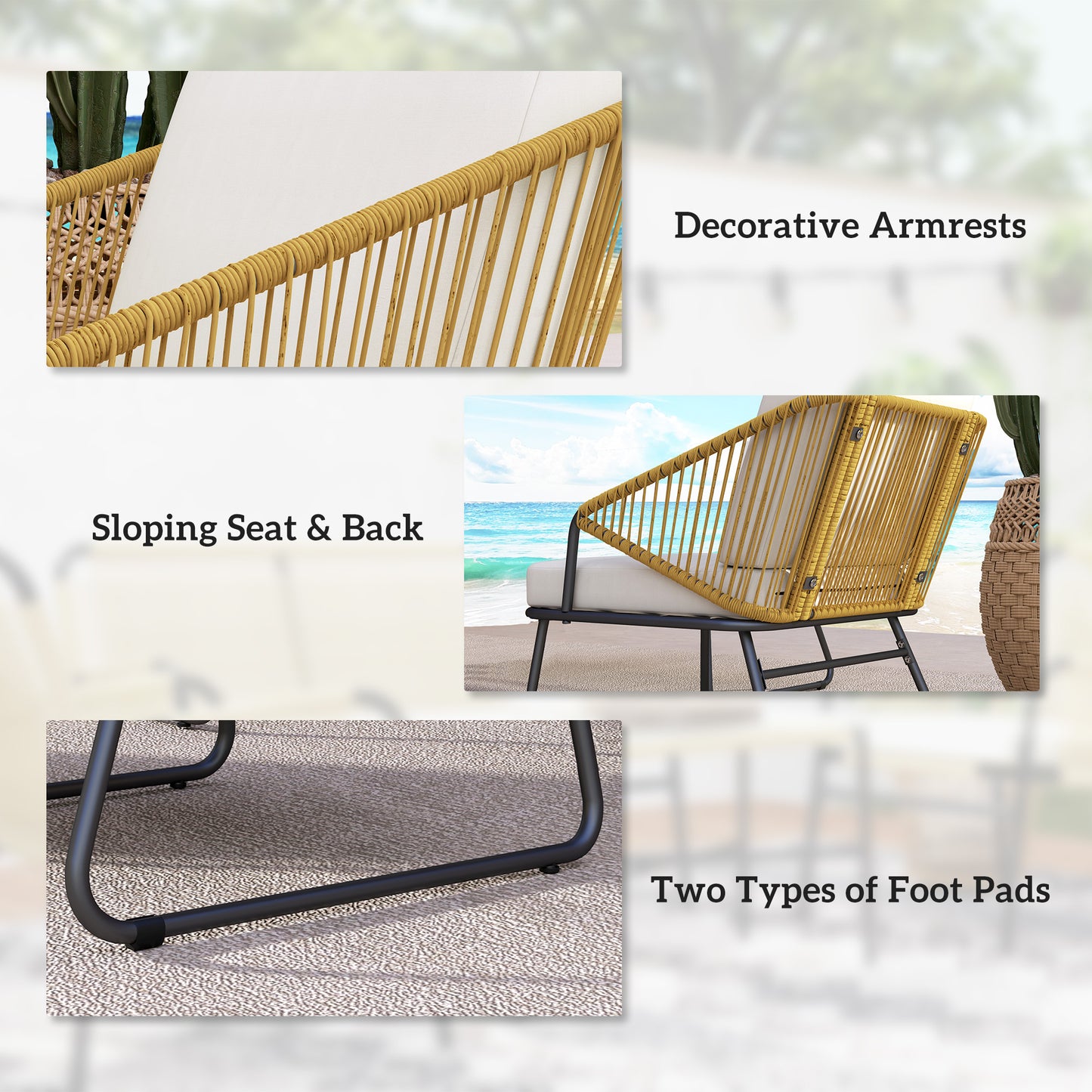 Four-Piece Rattan Strong Panel Outdoor Sofa Set