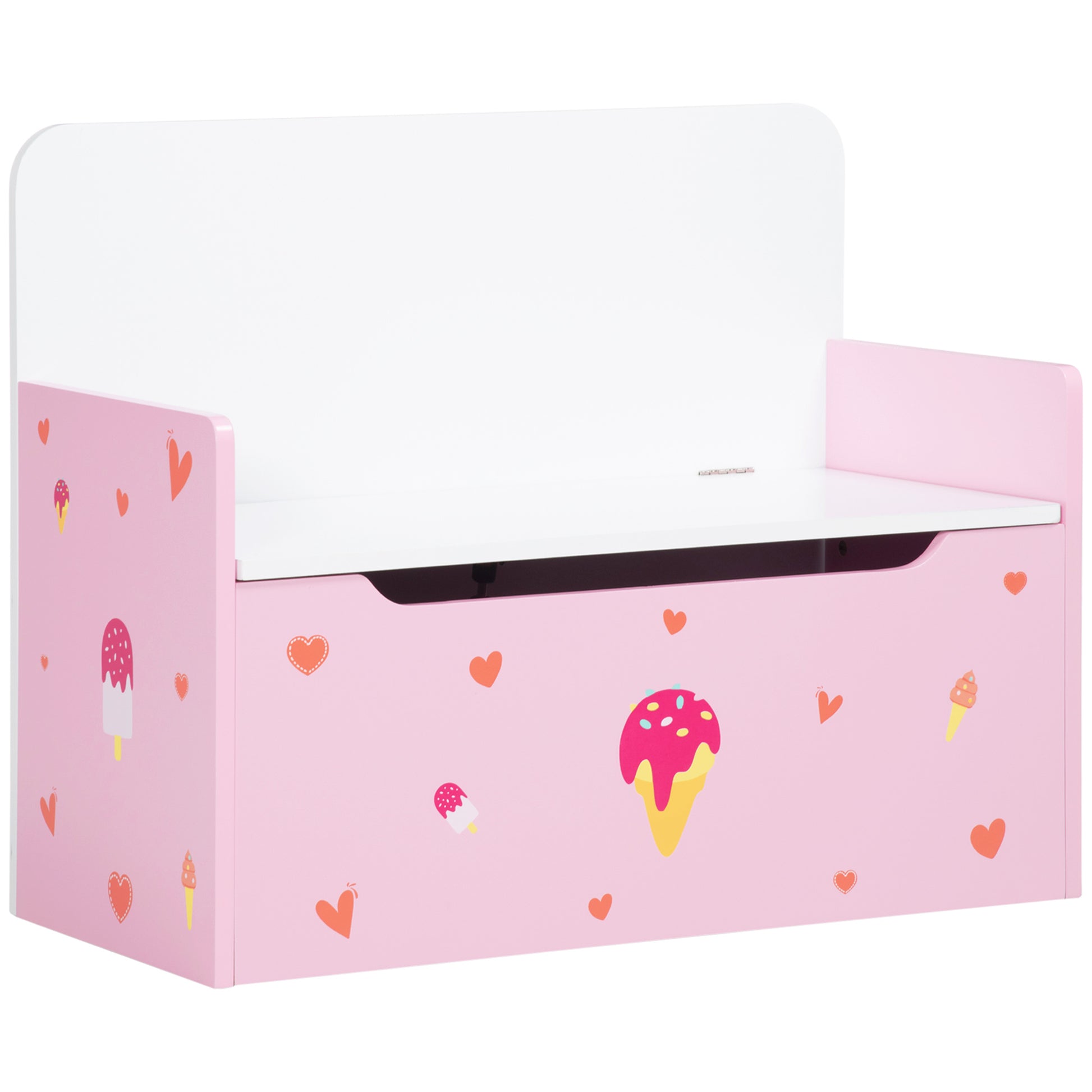 2-in-1 Kids Storage Bench, Toy Box w/ Safety Rod