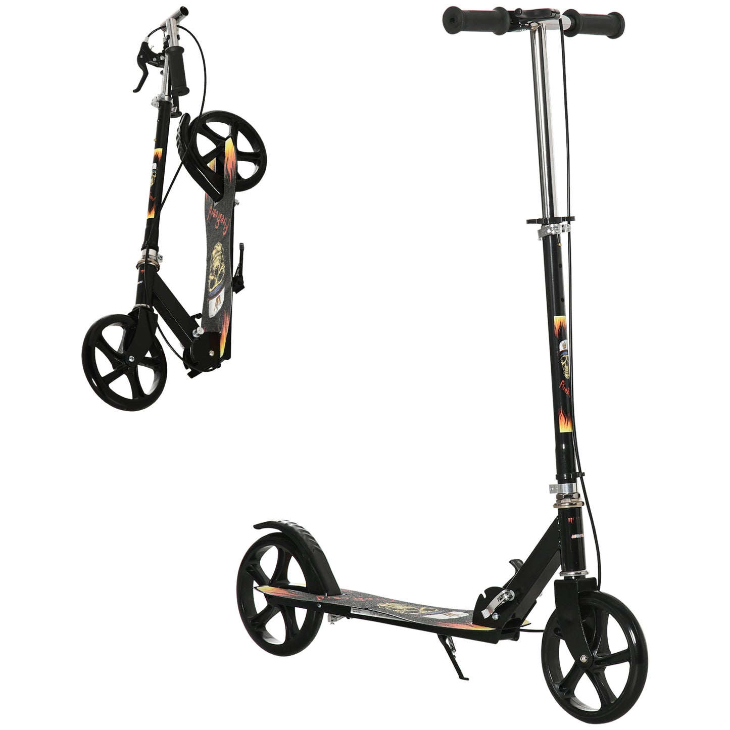 Kids Foldable Kick Scooter w/ Adjustable Height, Break, Big Wheels