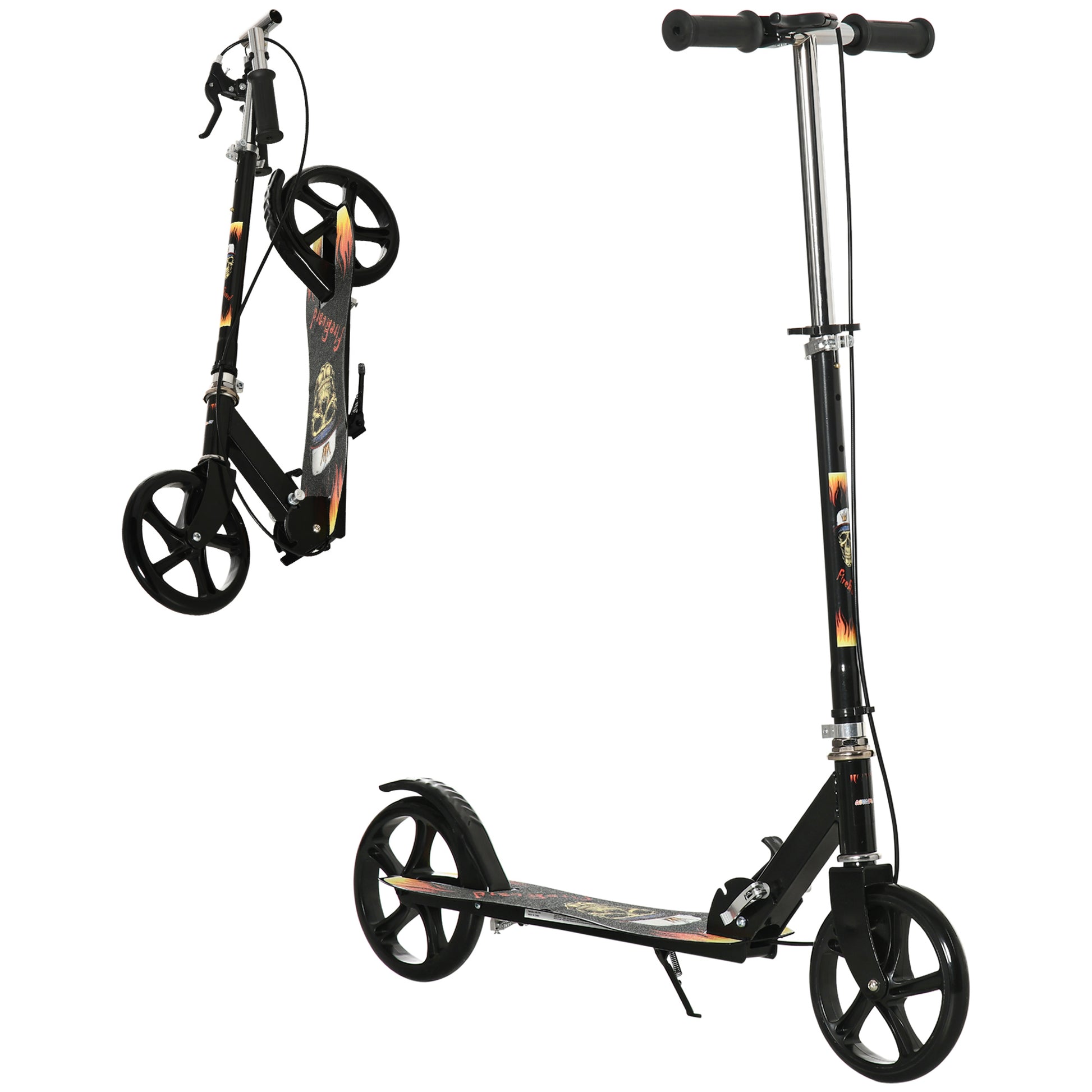 Kids Foldable Kick Scooter w/ Adjustable Height, Break, Big Wheels