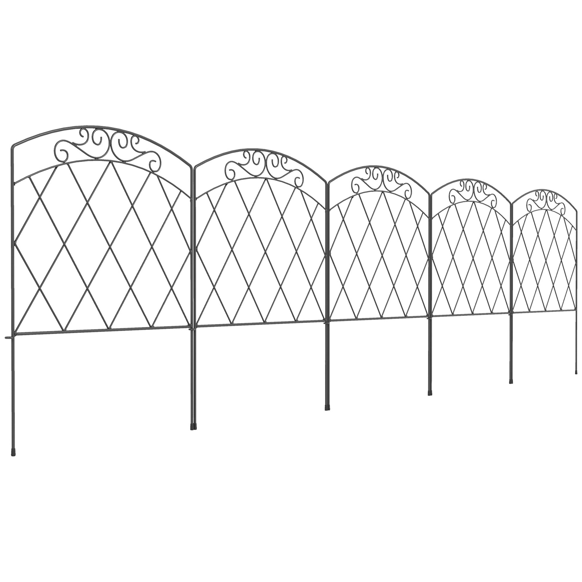 3m Decorative Metal Garden Fence - Diamond and Swirl Pattern (1)