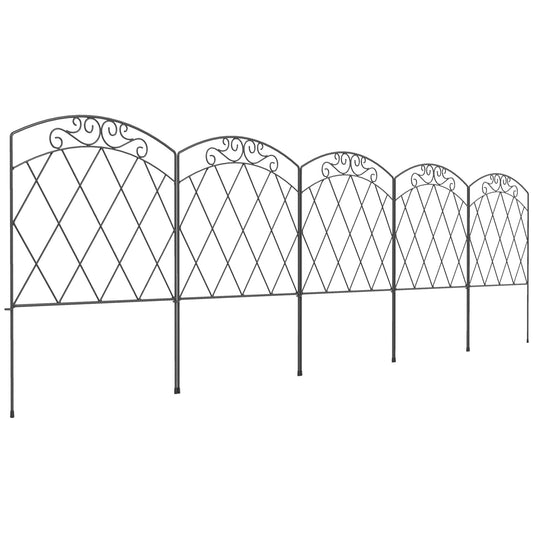 3m Decorative Metal Garden Fence - Diamond and Swirl Pattern (1)