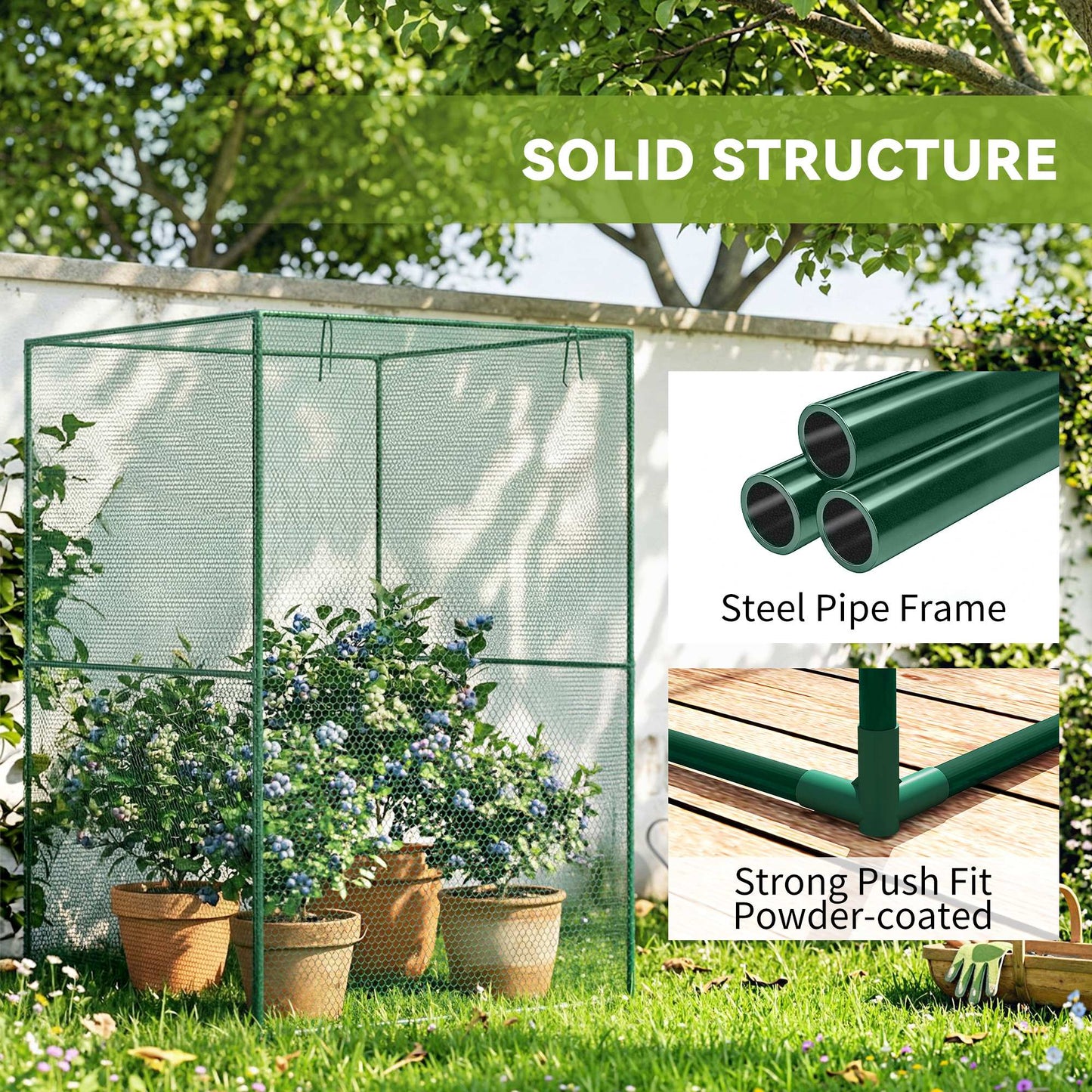 120 x 120cm Compact Plant Cage, with Netting