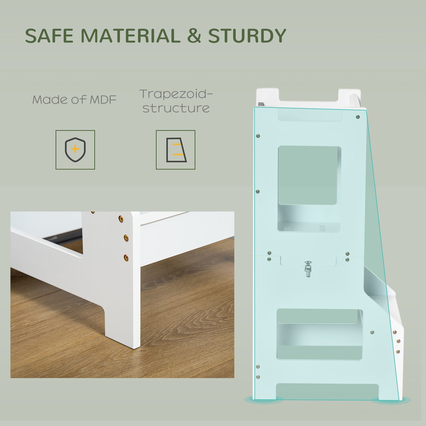 2 in 1 Kids Kitchen Step Stool with Safety Rail Toddler Steps