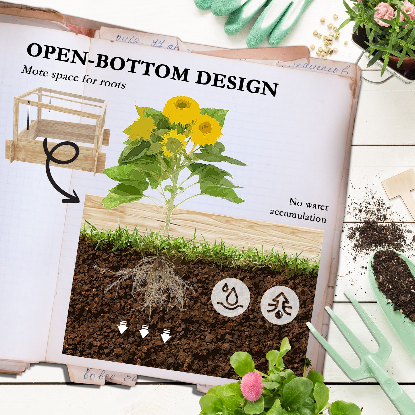 2-In-1 Wooden Greenhouse Planter Box